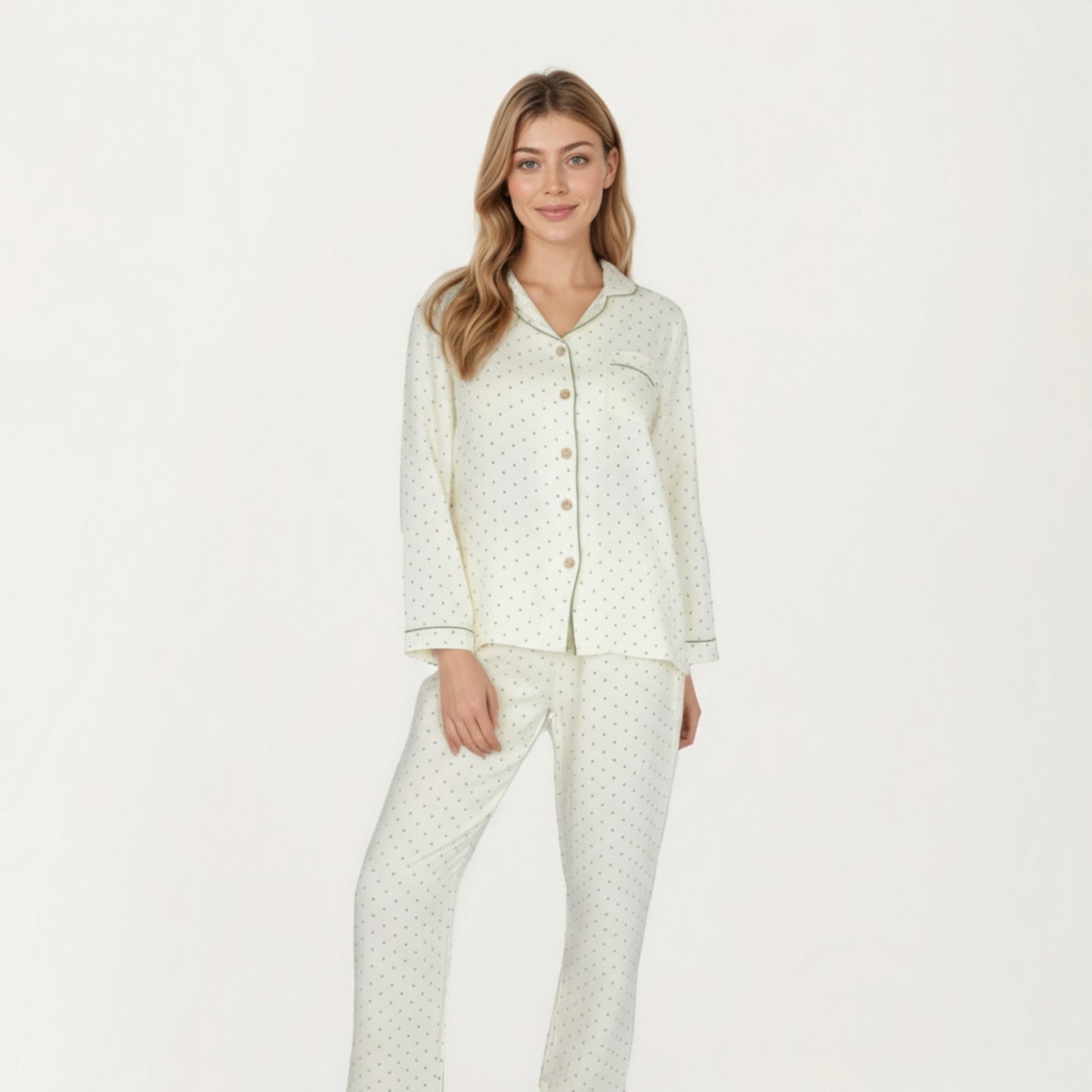 Anna-Kaci Lounge Women's 2-Piece Set Button Front Pajama Top with Contrast Piping and Relaxed Fit Pants