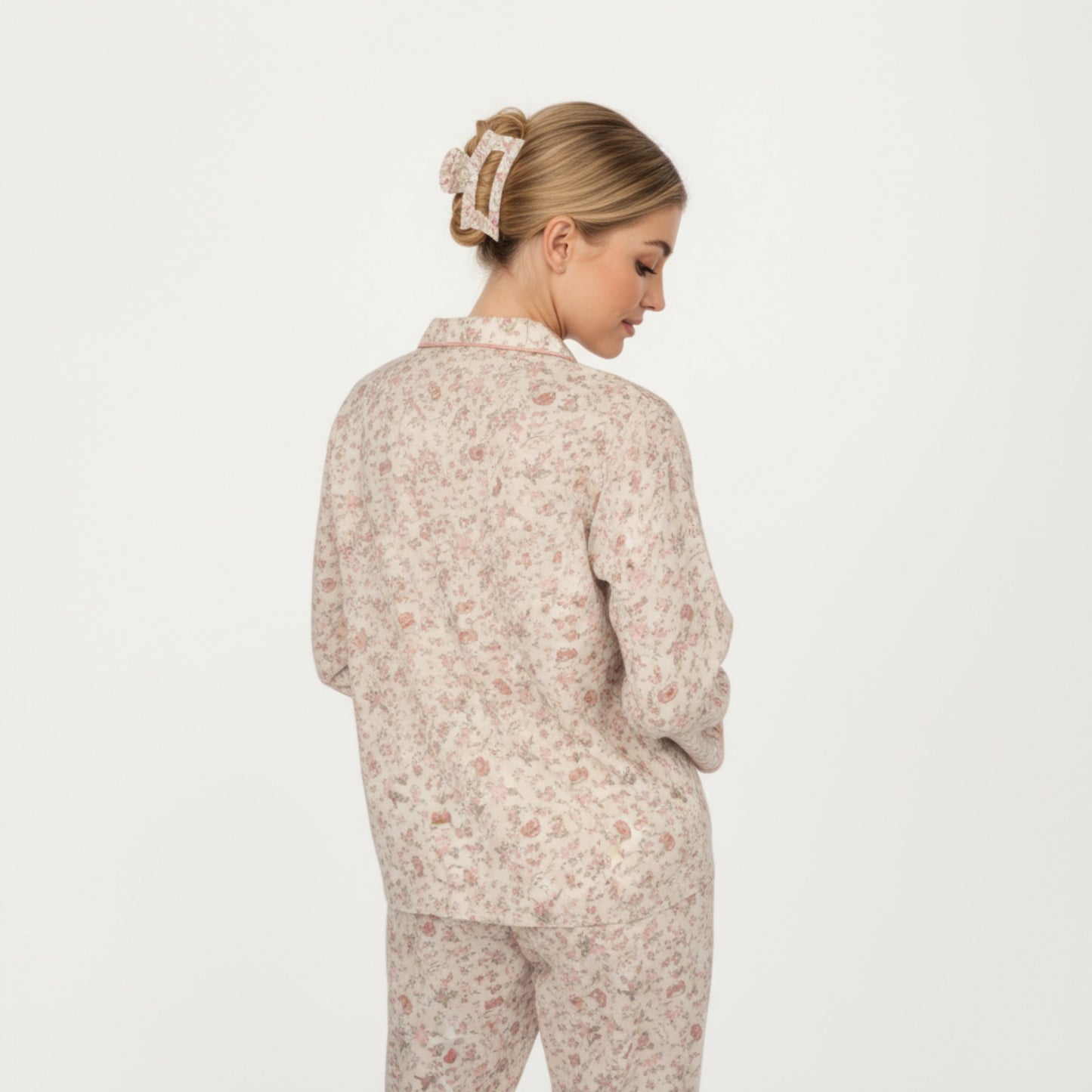 Anna-Kaci Lounge Women's 2-Piece Set Button Front Floral Print Pajama Top with Notched Collar and Relaxed Pants