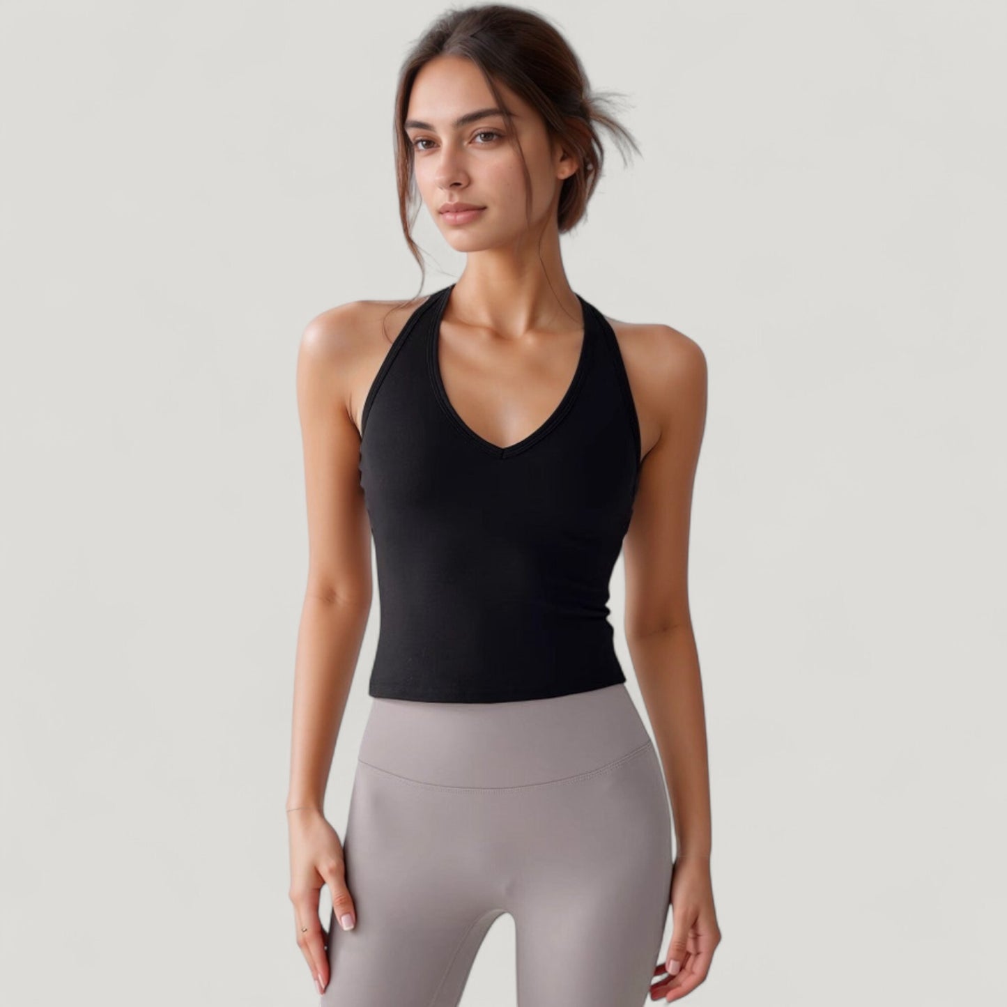 Anna-Kaci Active Women's V-Neck Cropped Activewear Tank with T-Strap Back and Stretch Fabric