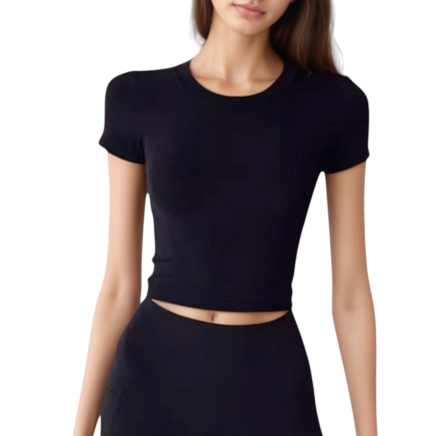 Anna-Kaci Active Women's Short Sleeve Open Back Crop Top with Twist Detail and Fitted Silhouette