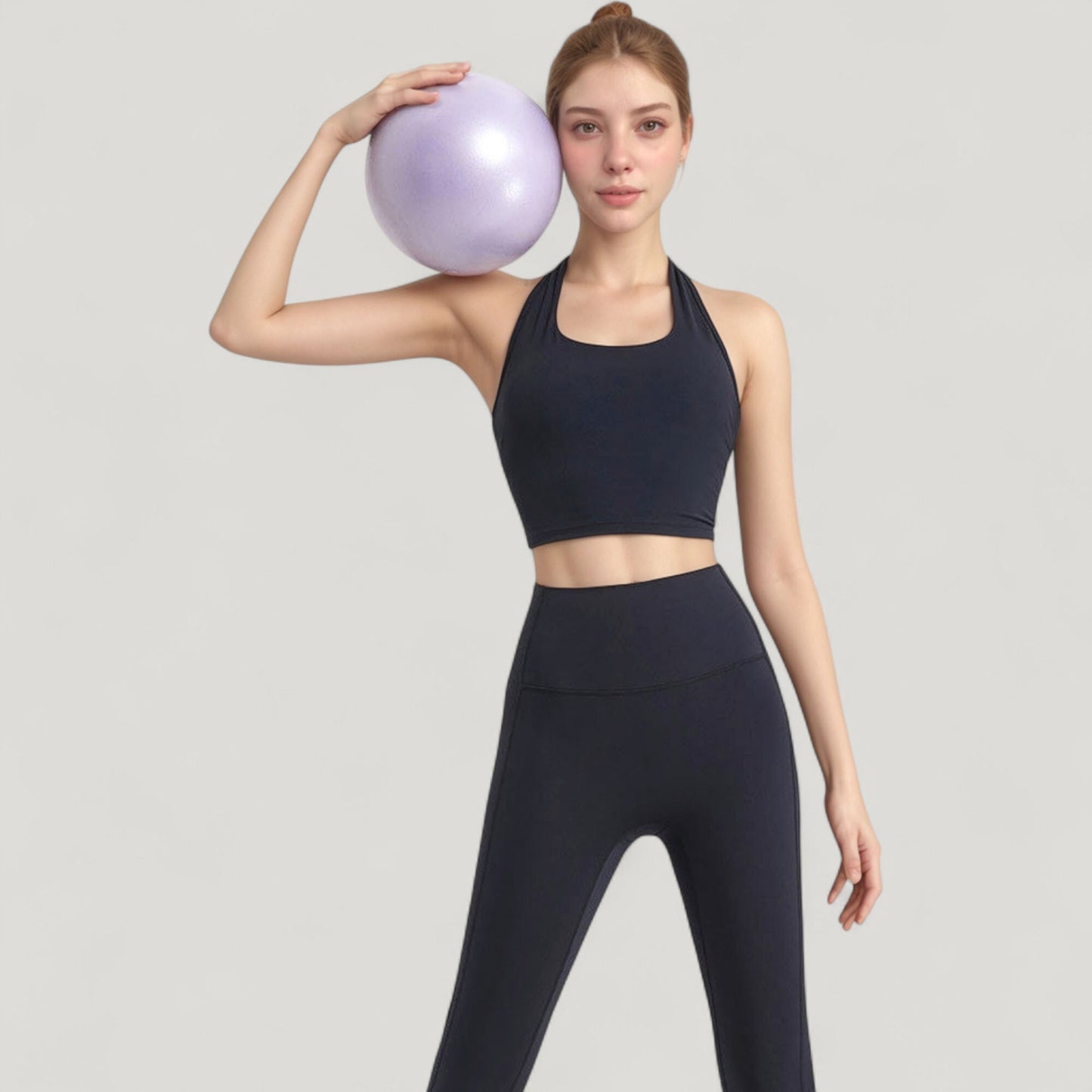 Anna-Kaci Active Women's Halter Neck Athletic Crop Top with Cross Back Detail and Stretch Fabric