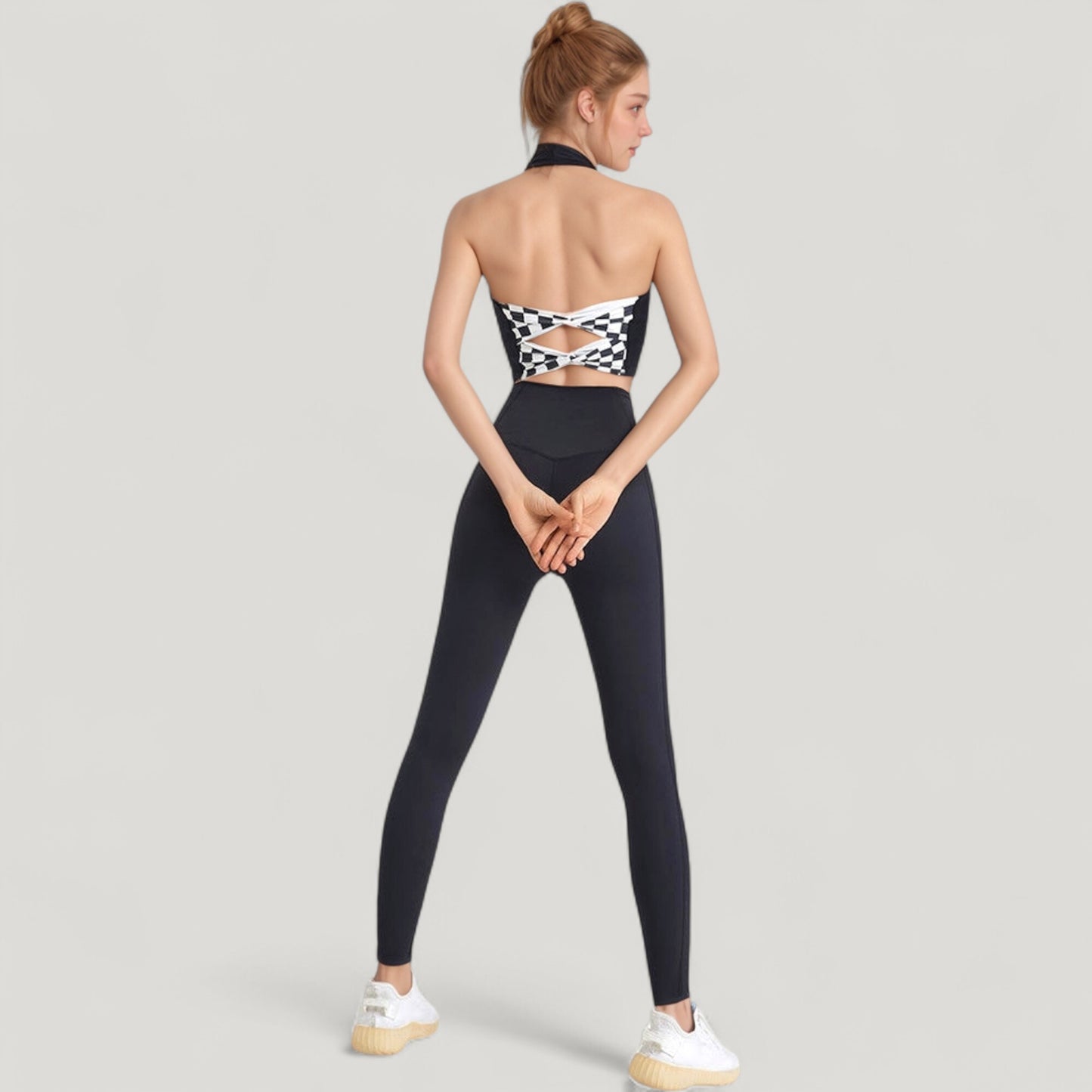 Anna-Kaci Active Women's Halter Neck Athletic Crop Top with Cross Back Detail and Stretch Fabric