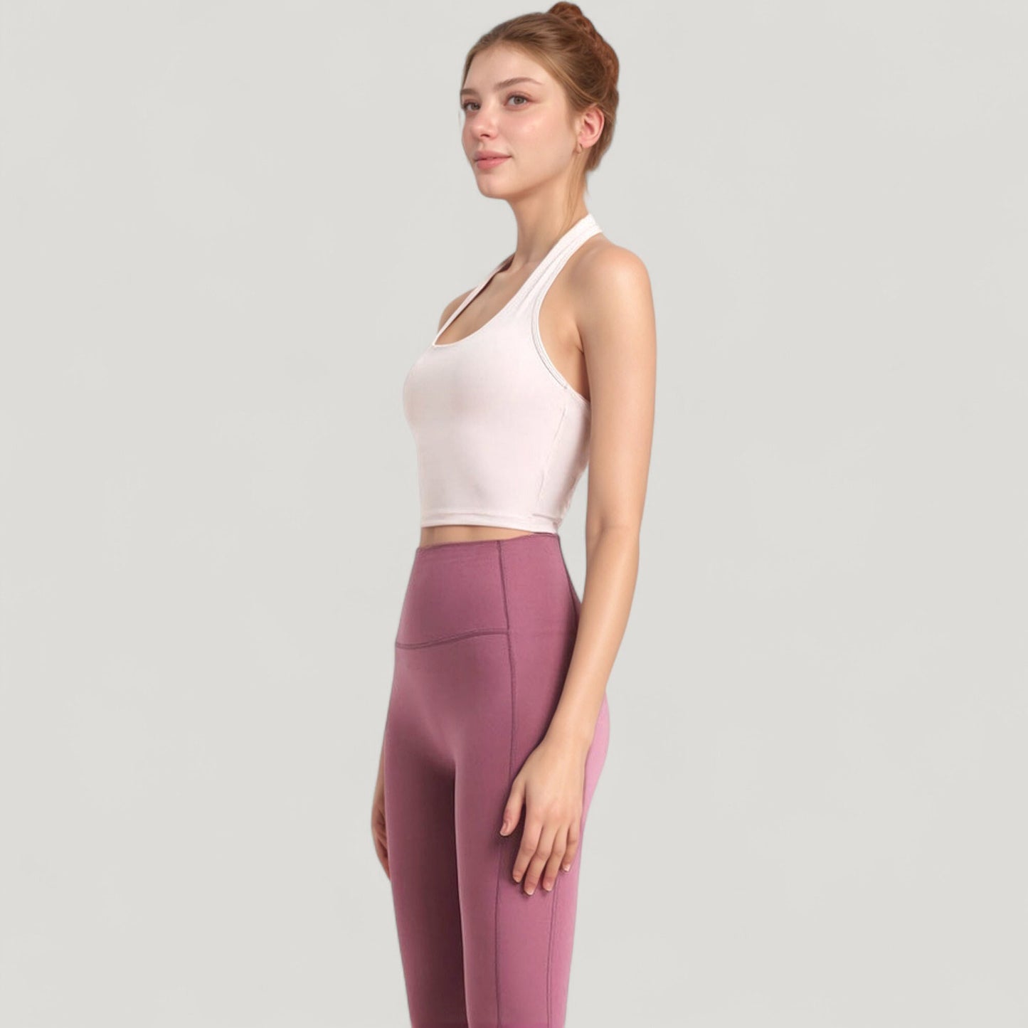 Anna-Kaci Active Women's Halter Neck Athletic Crop Top with Cross Back Detail and Stretch Fabric