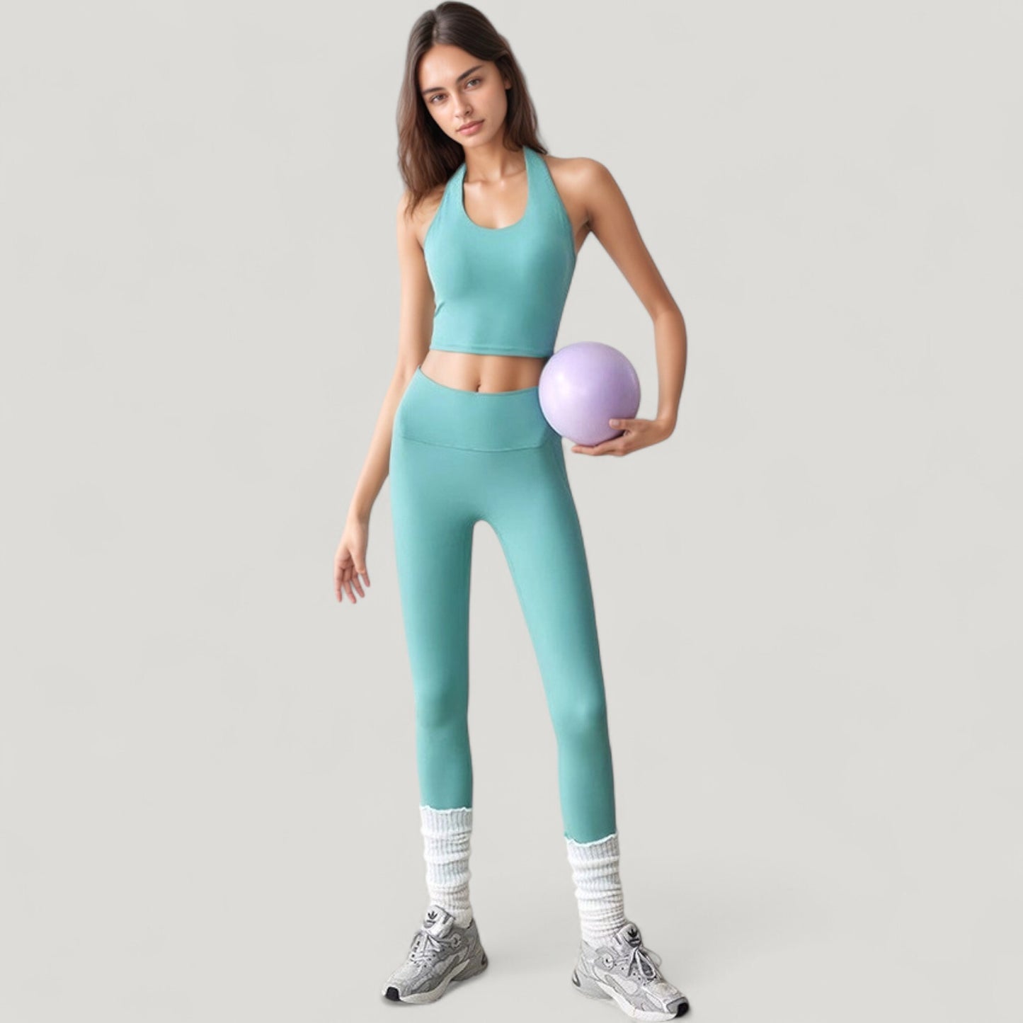 Anna-Kaci Active Women's Halter Neck Athletic Crop Top with Cross Back Detail and Stretch Fabric