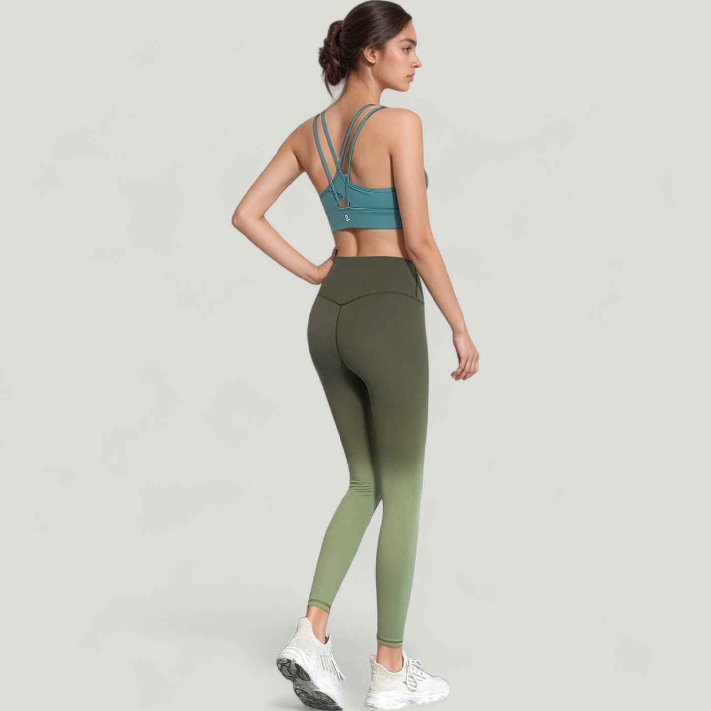 Anna-Kaci Active Women's High Waist Ombre Gradient Seamless Leggings with Wide Waistband