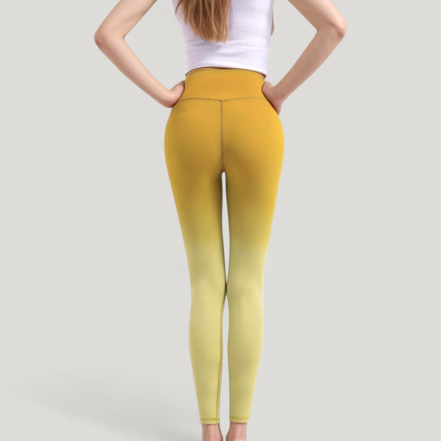 Anna-Kaci Active Women's High Waist Ombre Gradient Seamless Leggings with Wide Waistband