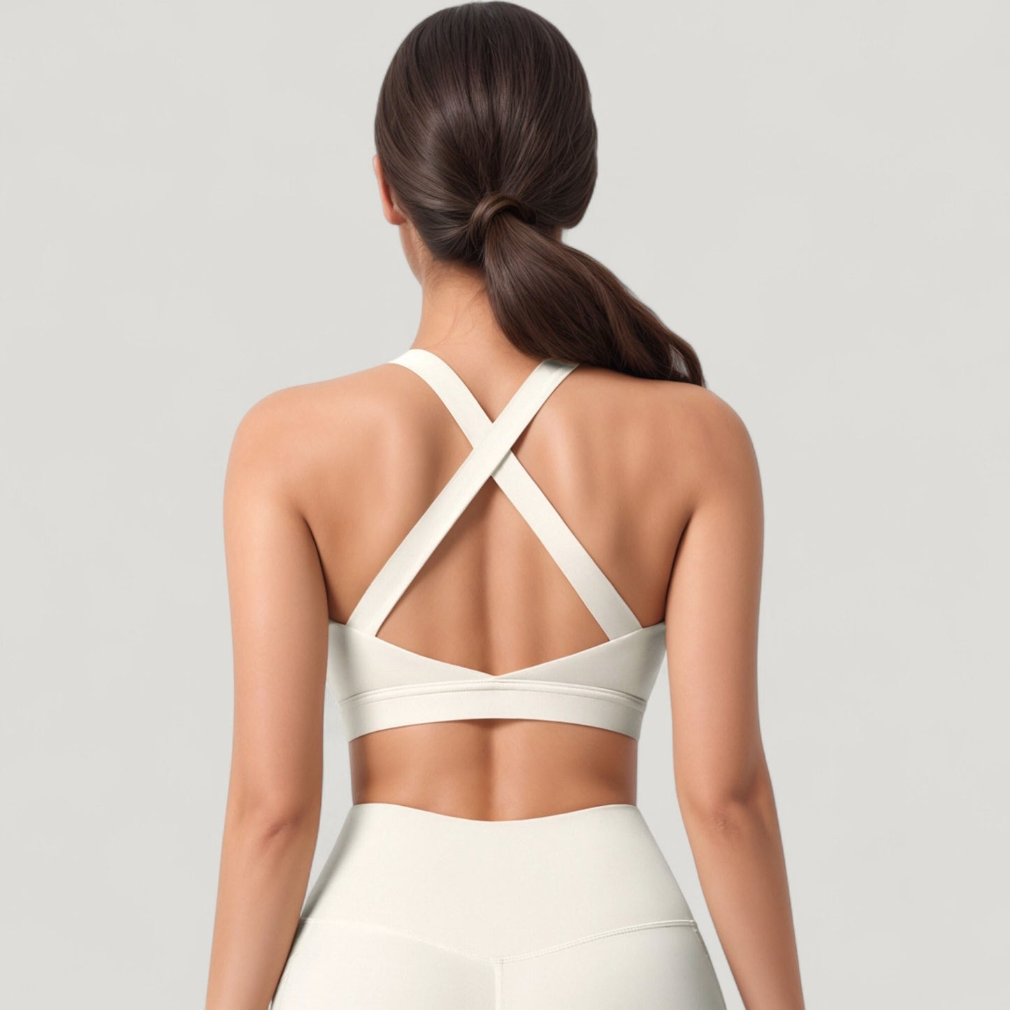 Anna-Kaci Active Women's Scoop Neck Seamless Athletic Crop Top with Wide Shoulder Straps