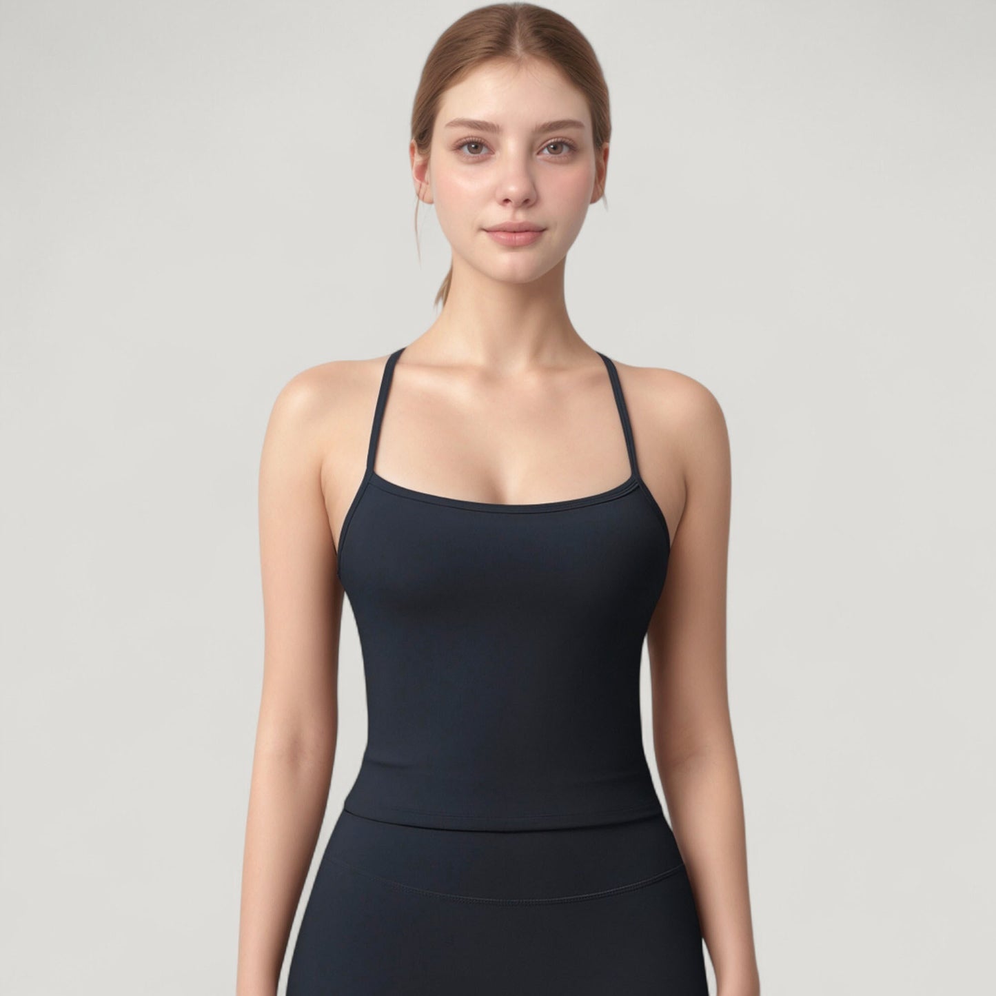 Anna-Kaci Active Women's Strappy Back Slim Fit Athletic Tank Top with Built-In Shelf Bra