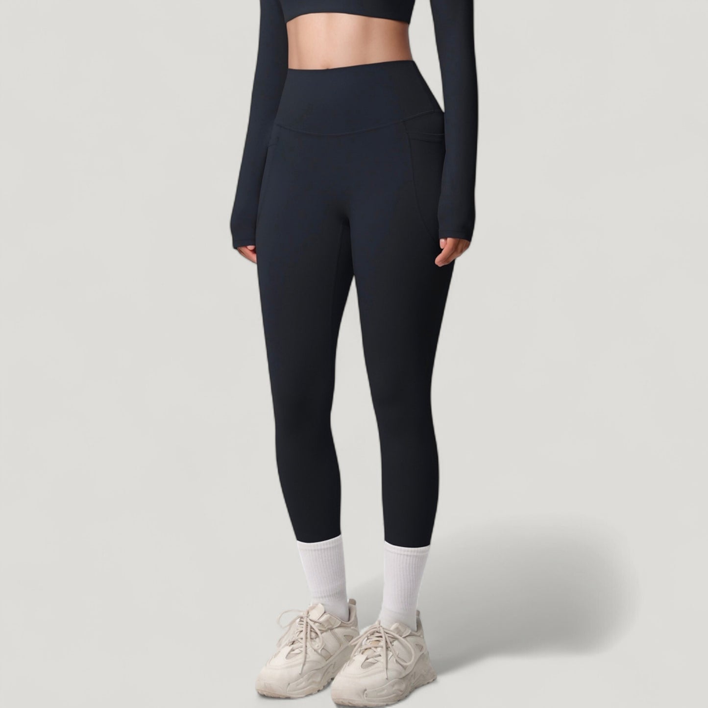 Anna-Kaci Active Women's High Waist Full Length Leggings with Side Pockets and Wide Waistband