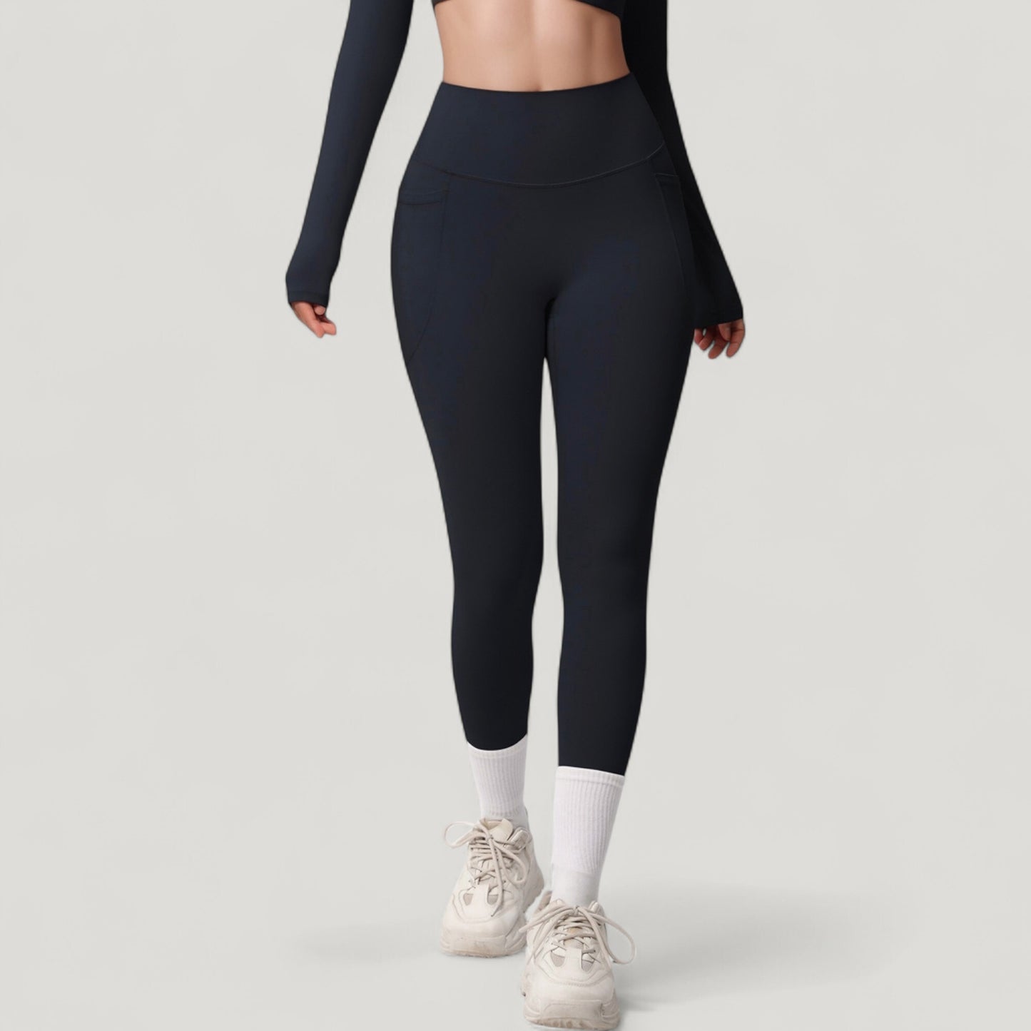 Anna-Kaci Active Women's High Waist Full Length Leggings with Side Pockets and Wide Waistband