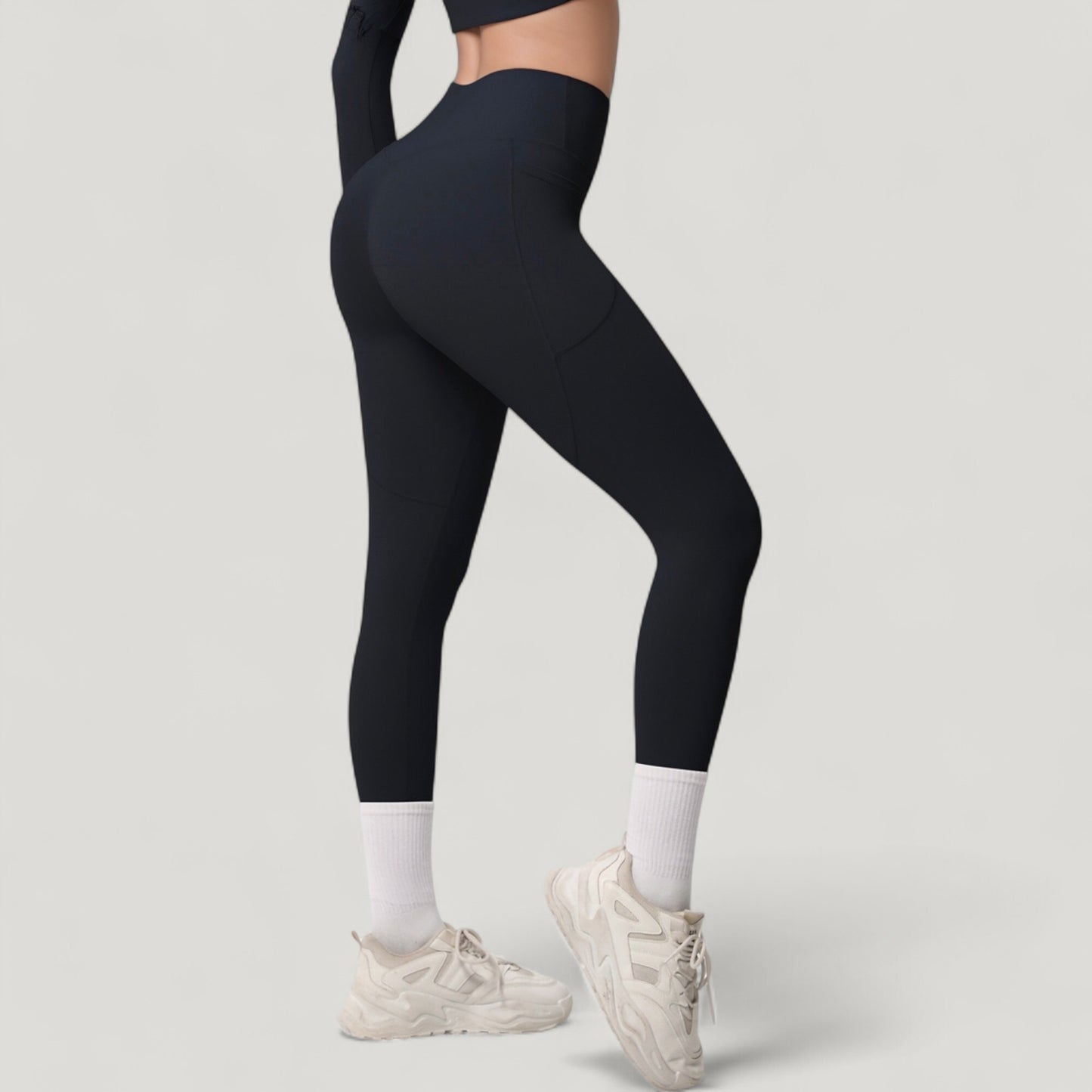Anna-Kaci Active Women's High Waist Full Length Leggings with Side Pockets and Wide Waistband