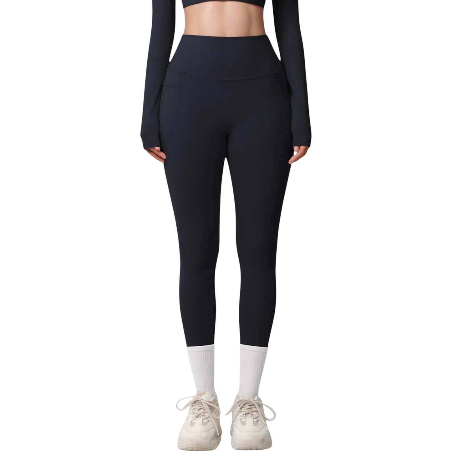 Anna-Kaci Active Women's High Waist Full Length Leggings with Side Pockets and Wide Waistband