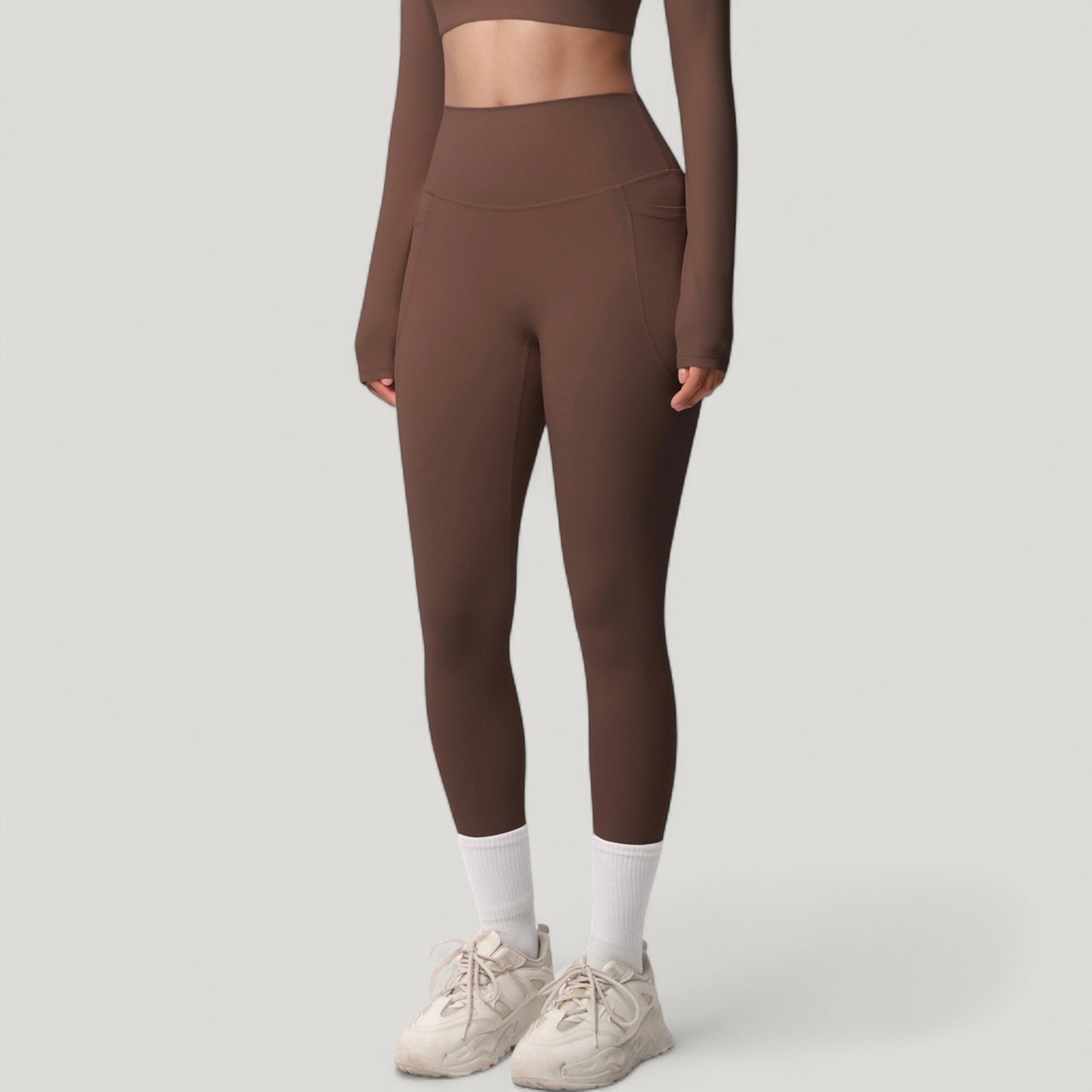 Anna-Kaci Active Women's High Waist Full Length Leggings with Side Pockets and Wide Waistband