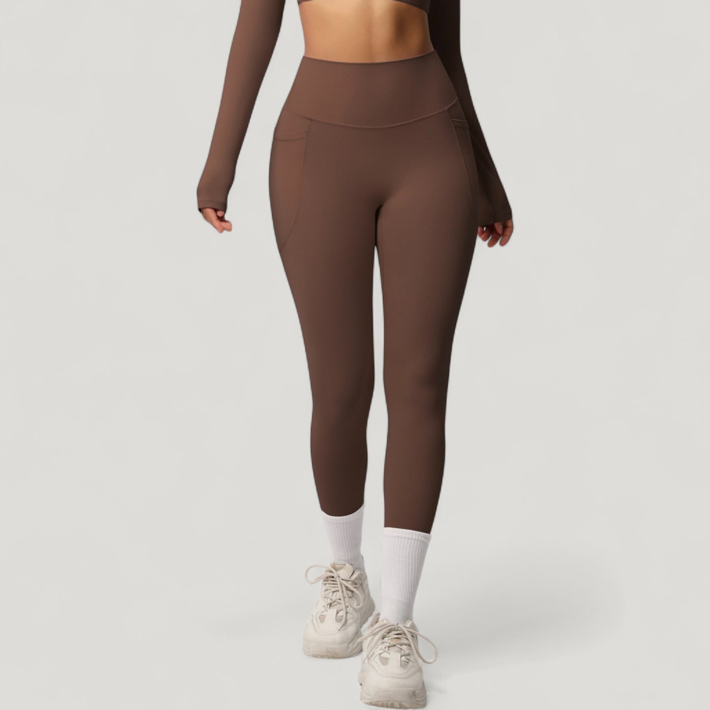Anna-Kaci Active Women's High Waist Full Length Leggings with Side Pockets and Wide Waistband