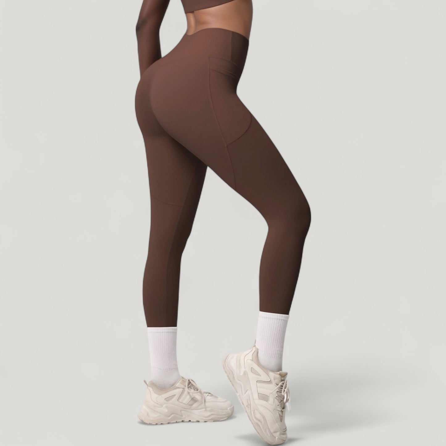 Anna-Kaci Active Women's High Waist Full Length Leggings with Side Pockets and Wide Waistband