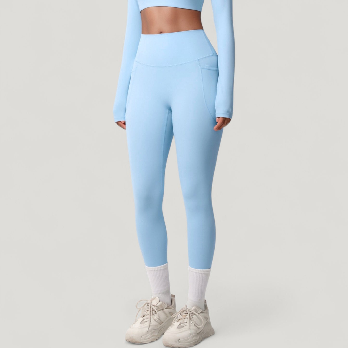 Anna-Kaci Active Women's High Waist Full Length Leggings with Side Pockets and Wide Waistband