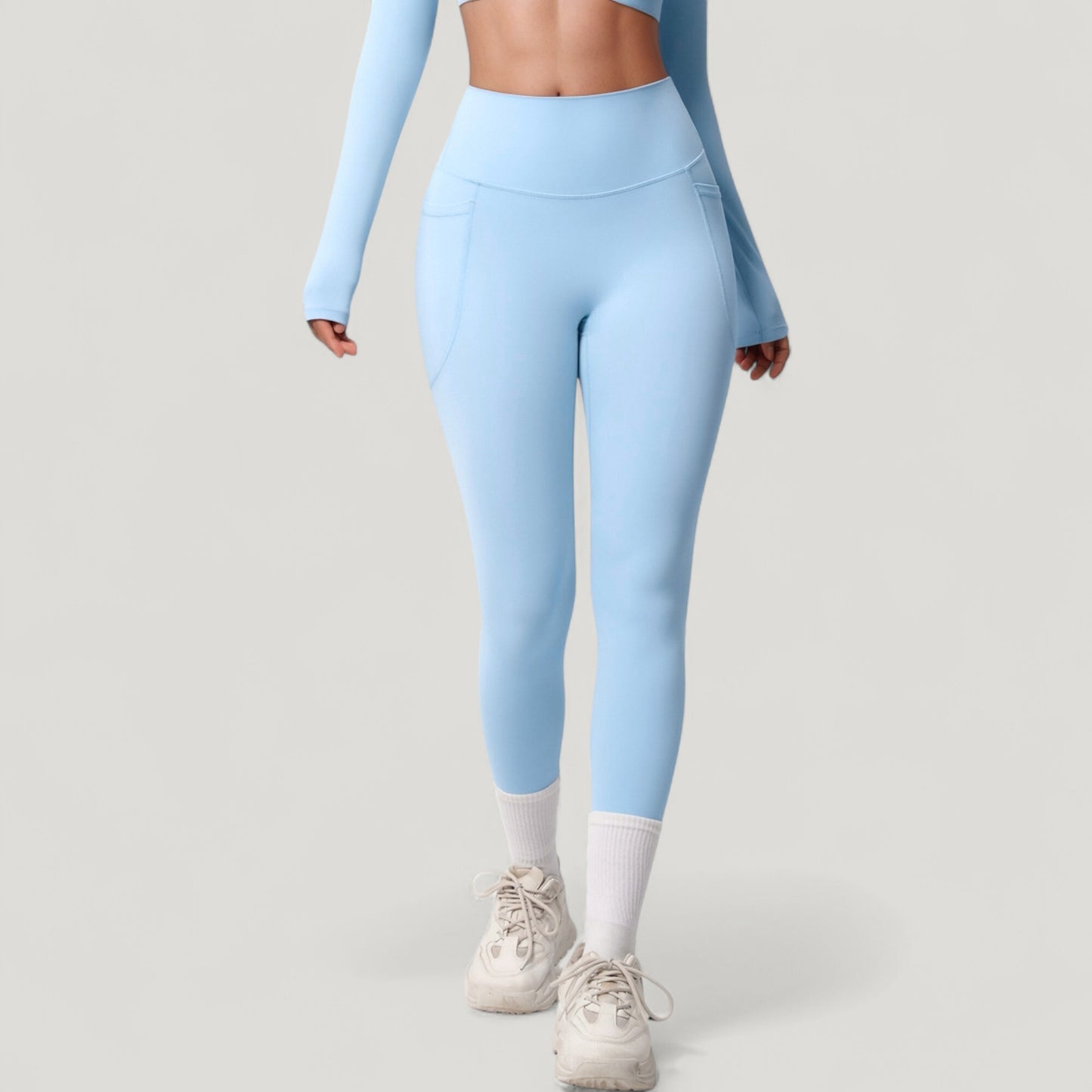 Anna-Kaci Active Women's High Waist Full Length Leggings with Side Pockets and Wide Waistband