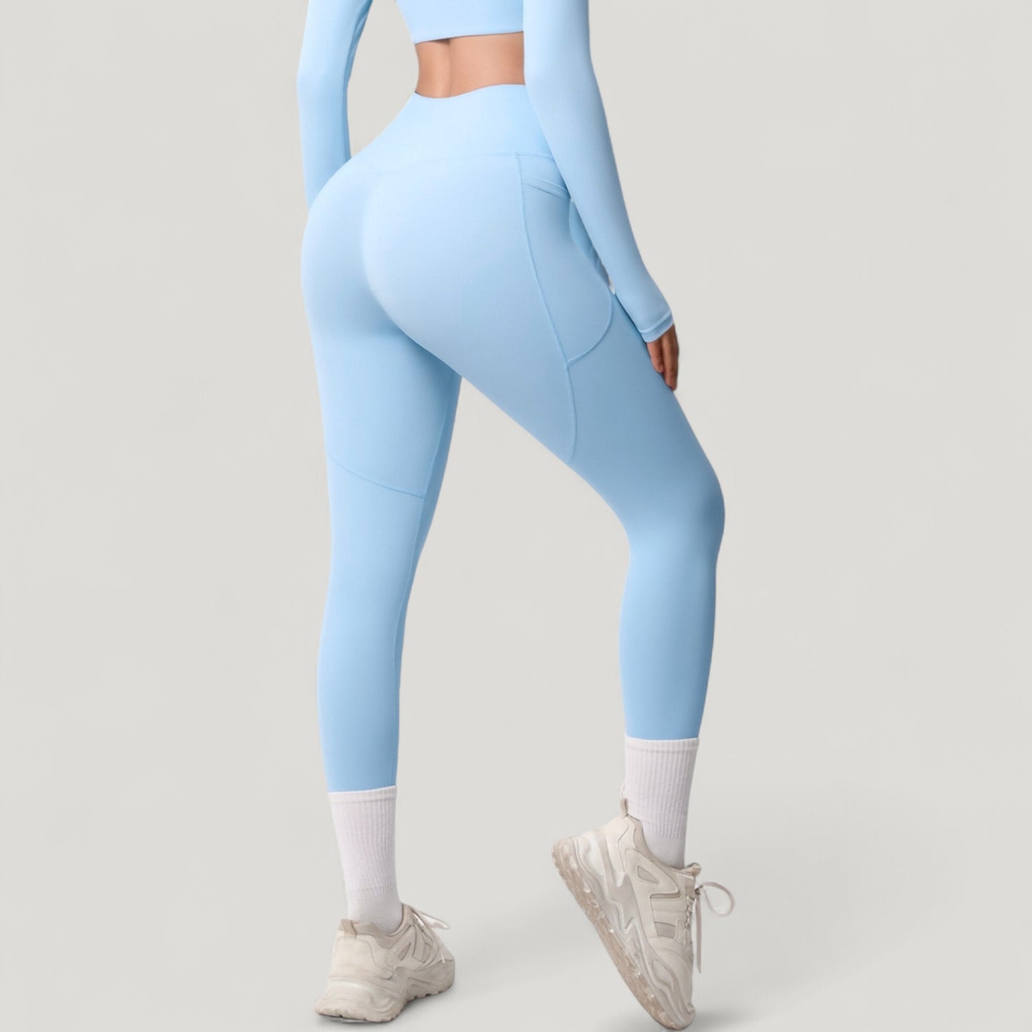 Anna-Kaci Active Women's High Waist Full Length Leggings with Side Pockets and Wide Waistband