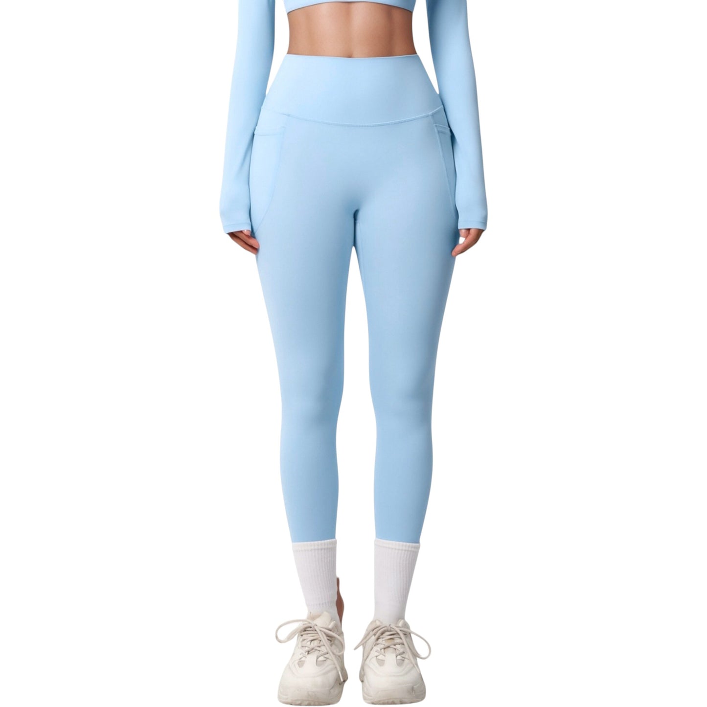 Anna-Kaci Active Women's High Waist Full Length Leggings with Side Pockets and Wide Waistband