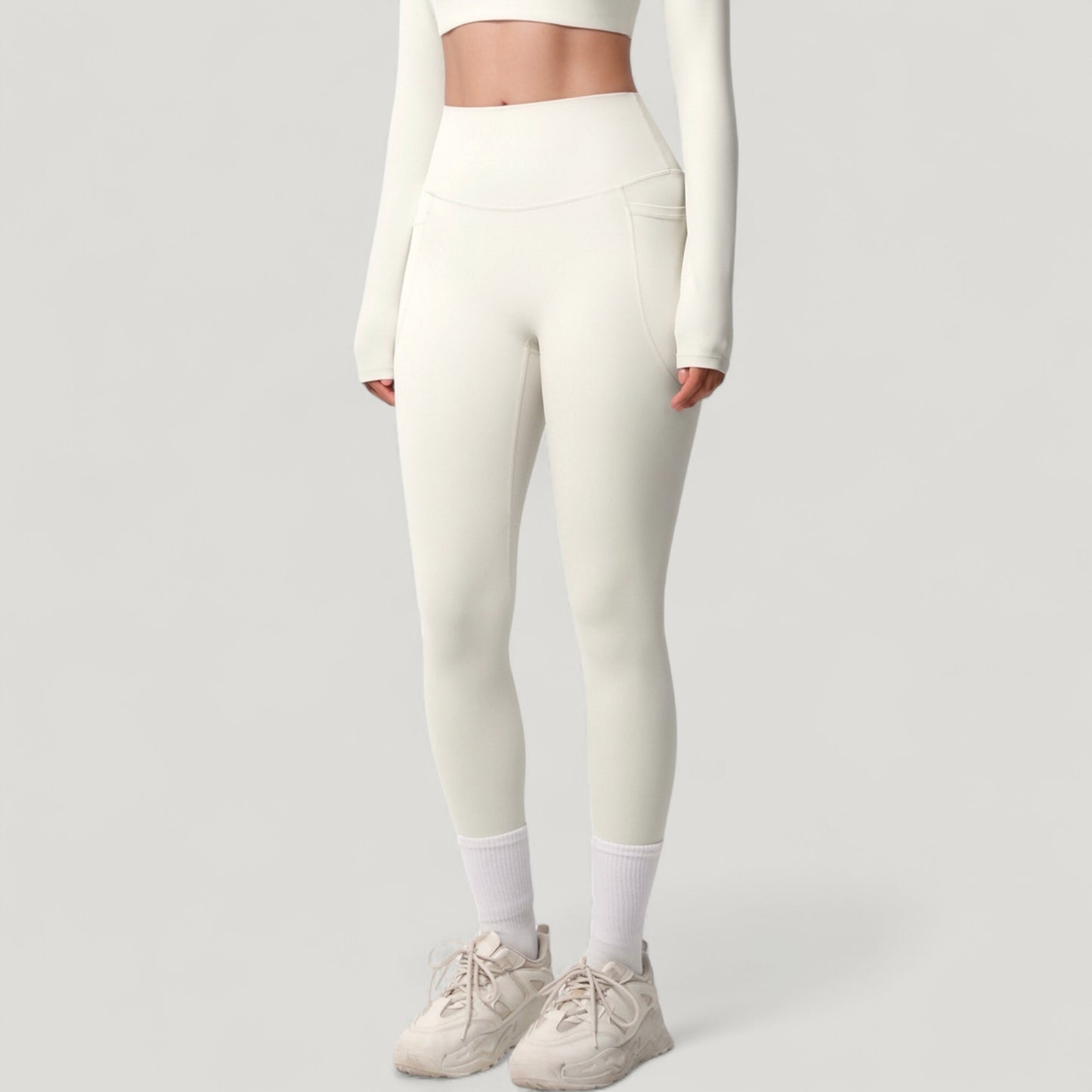 Anna-Kaci Active Women's High Waist Full Length Leggings with Side Pockets and Wide Waistband