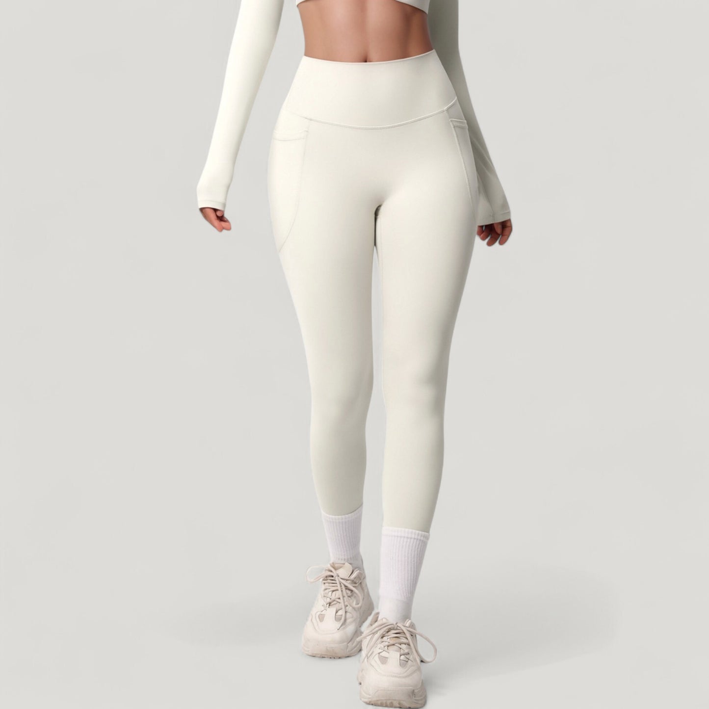 Anna-Kaci Active Women's High Waist Full Length Leggings with Side Pockets and Wide Waistband