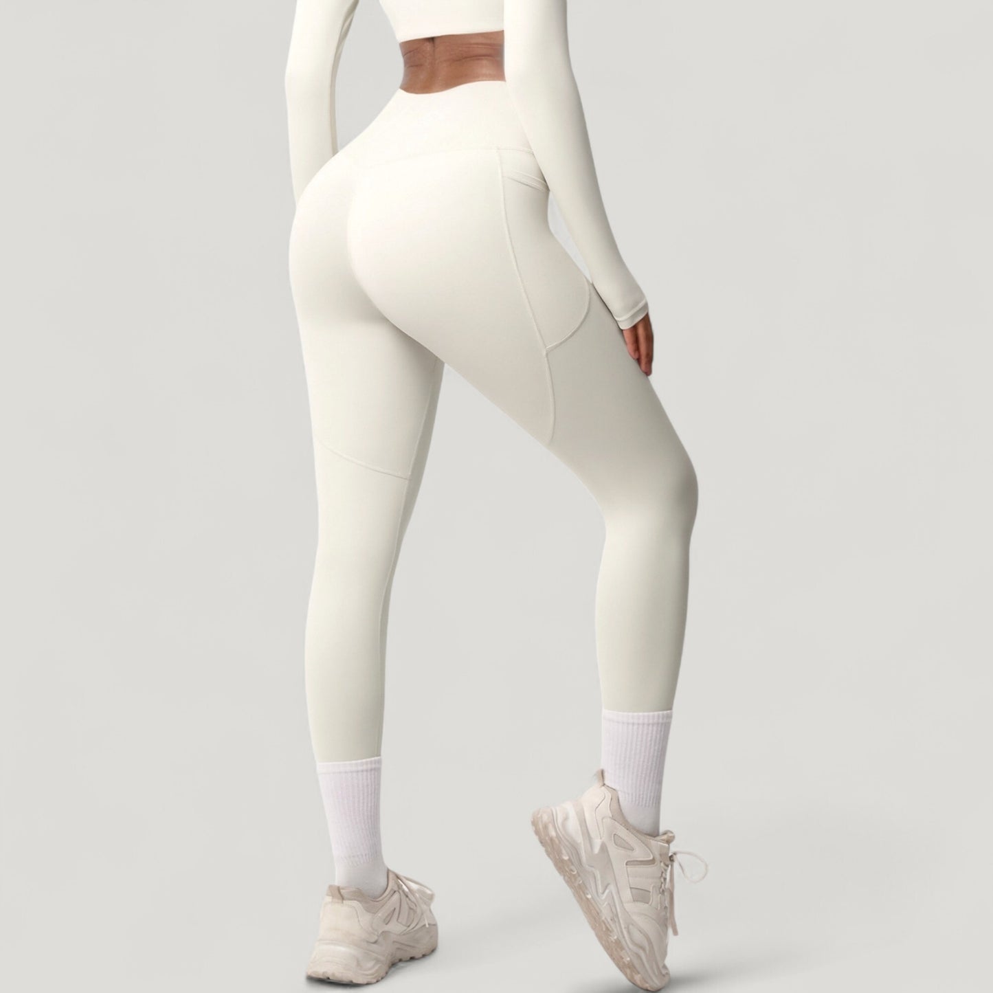 Anna-Kaci Active Women's High Waist Full Length Leggings with Side Pockets and Wide Waistband
