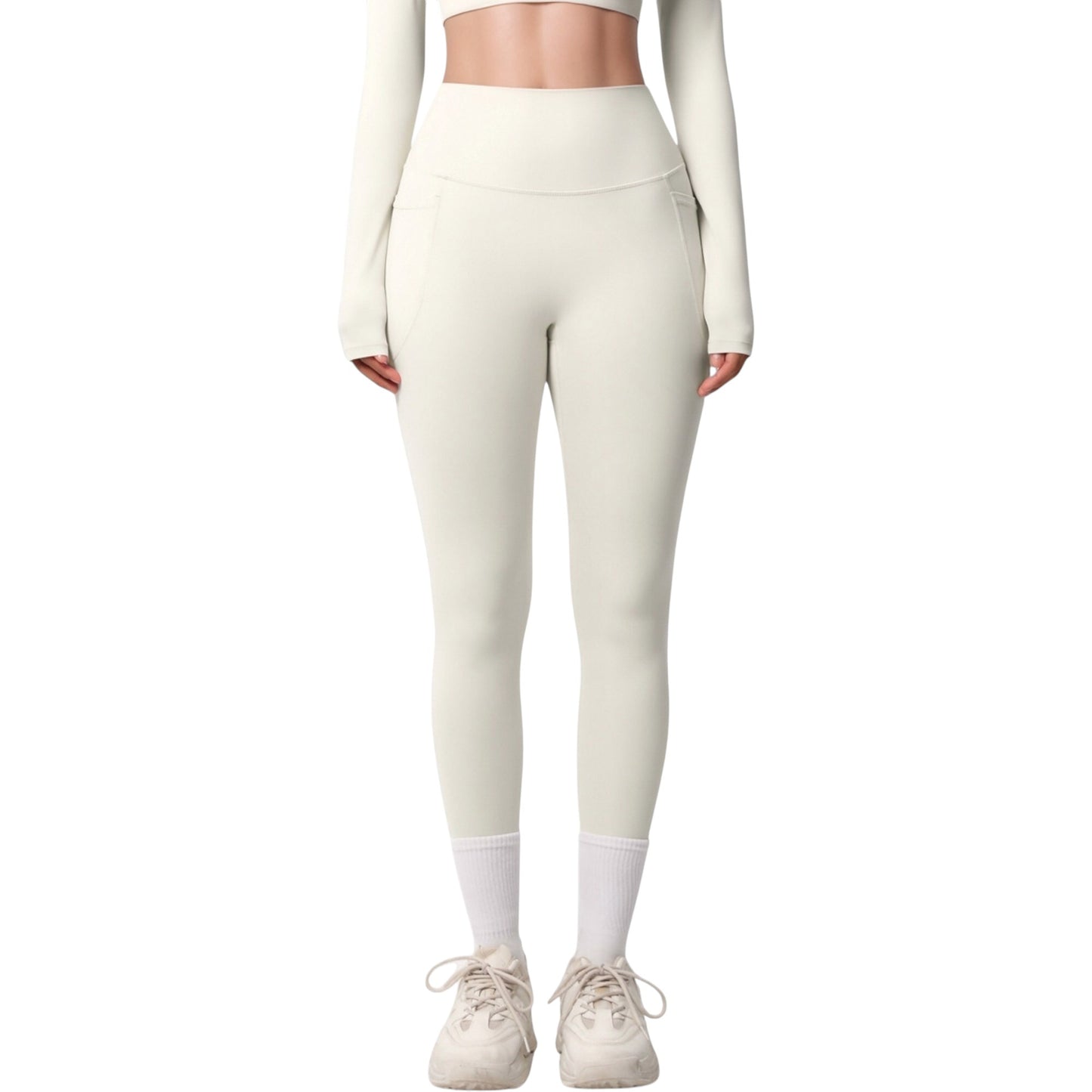 Anna-Kaci Active Women's High Waist Full Length Leggings with Side Pockets and Wide Waistband