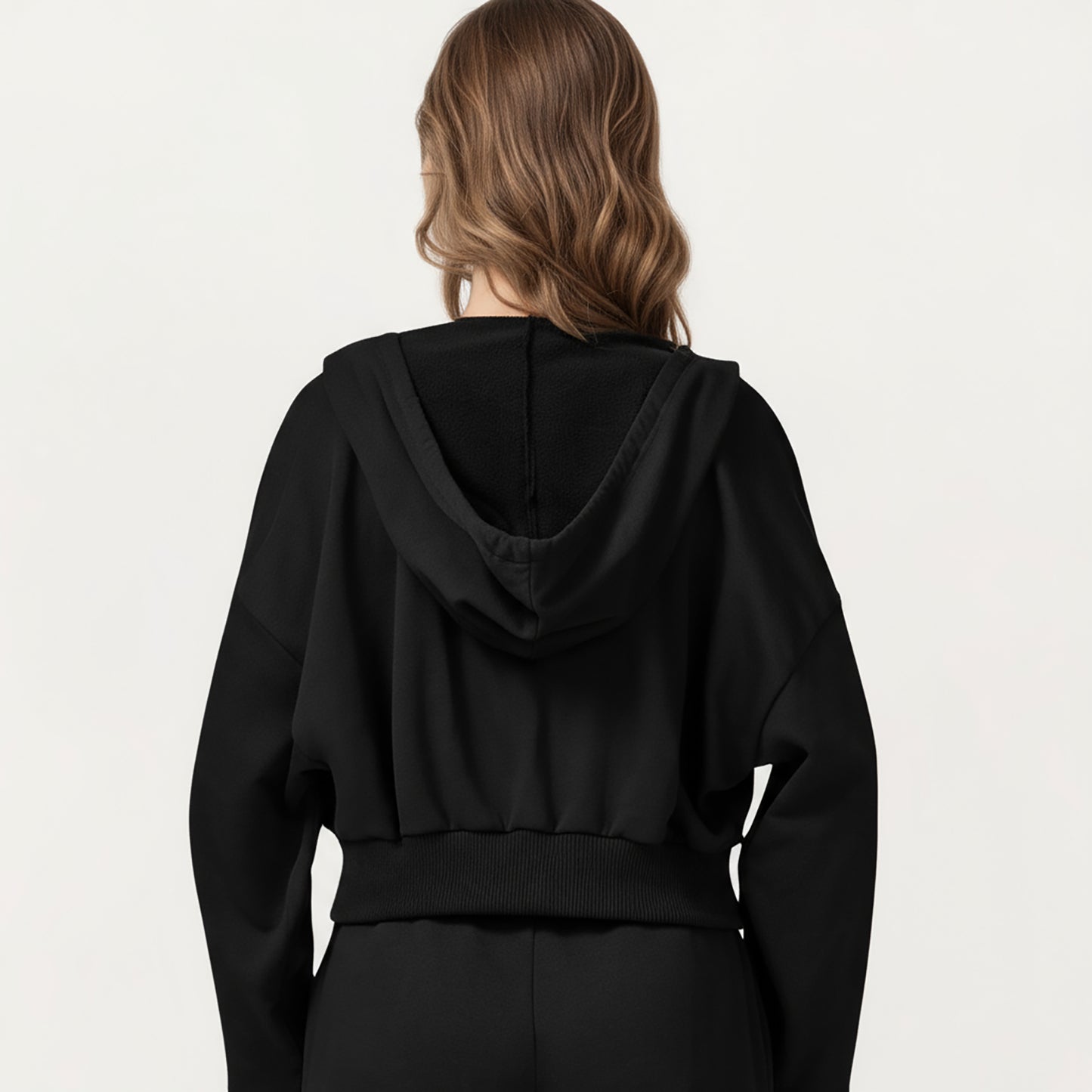 Anna-Kaci Active Women's Cropped Zip-Up Hoodie with Drawstring Hood and Long Sleeves