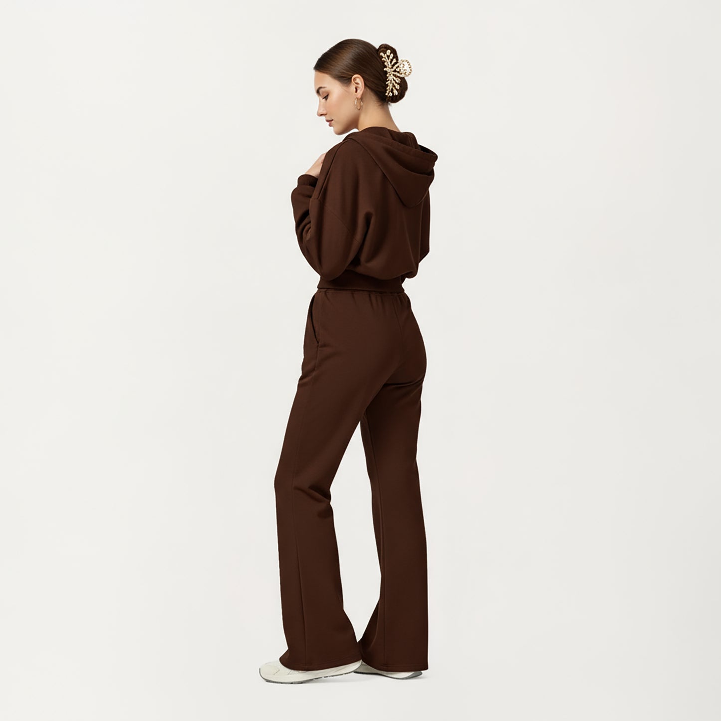Anna-Kaci Active Women's Cropped Zip-Up Hoodie with Drawstring Hood and Long Sleeves