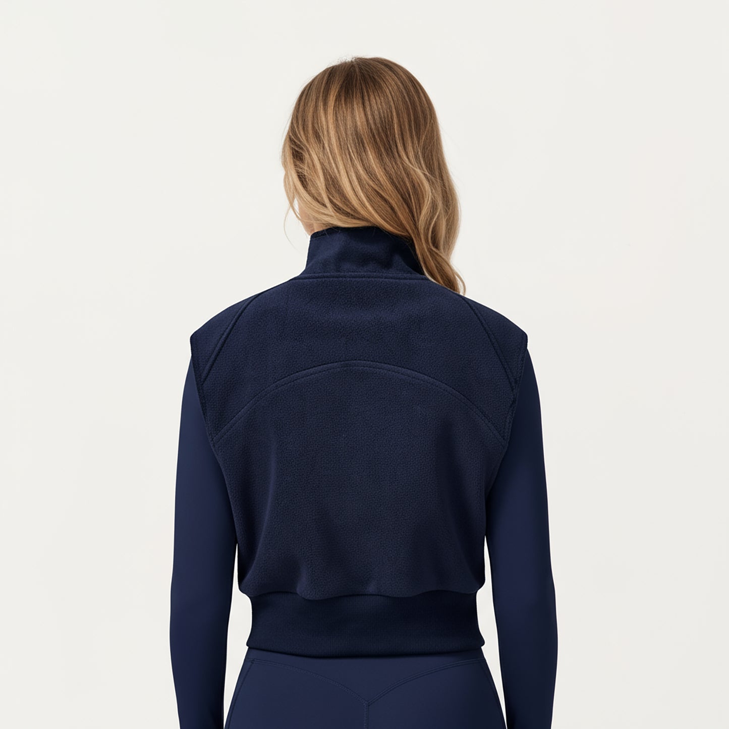 Anna-Kaci Active Women's Cropped Zip Closure Vest with Stand Collar and Fitted Hem