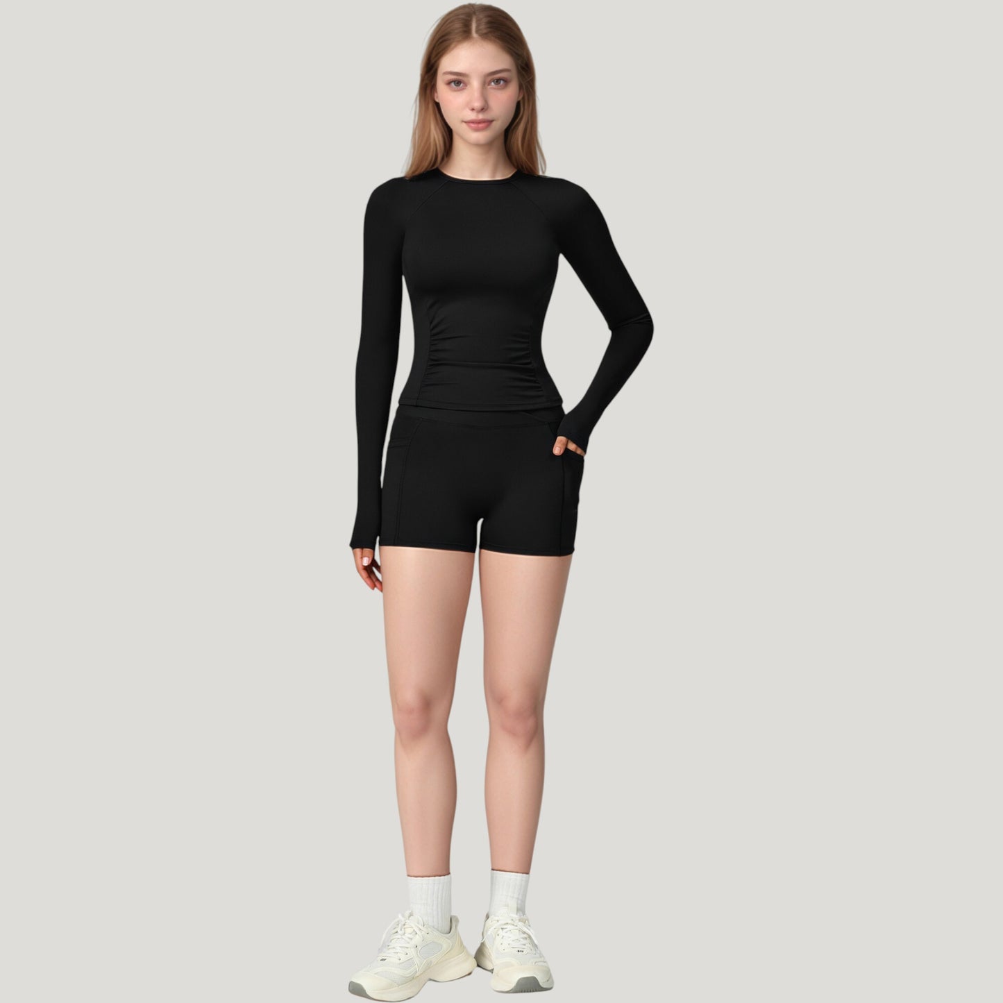 Anna-Kaci Active Women's Long Sleeve Crew Neck Activewear Top with Streamlined Fit and Lightweight Stretch Performance Fabric