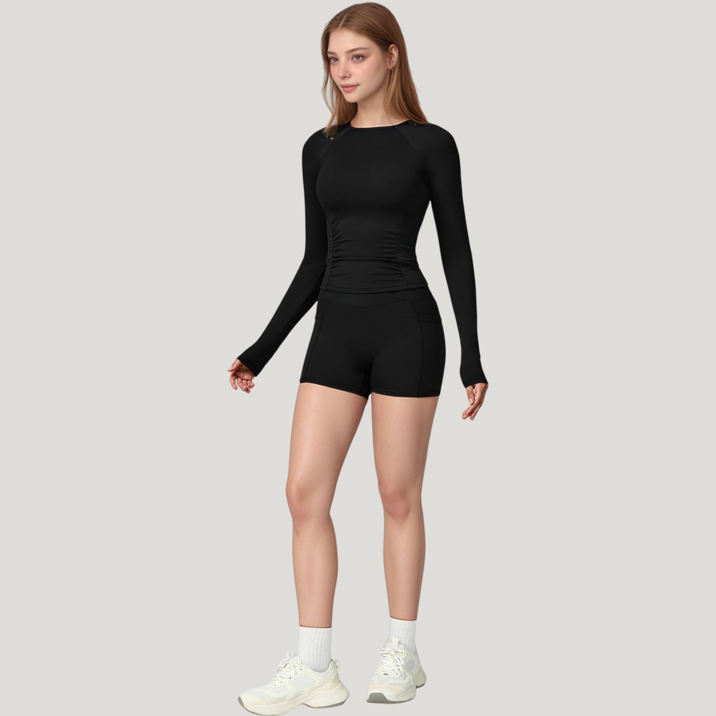 Anna-Kaci Active Women's Long Sleeve Crew Neck Activewear Top with Streamlined Fit and Lightweight Stretch Performance Fabric