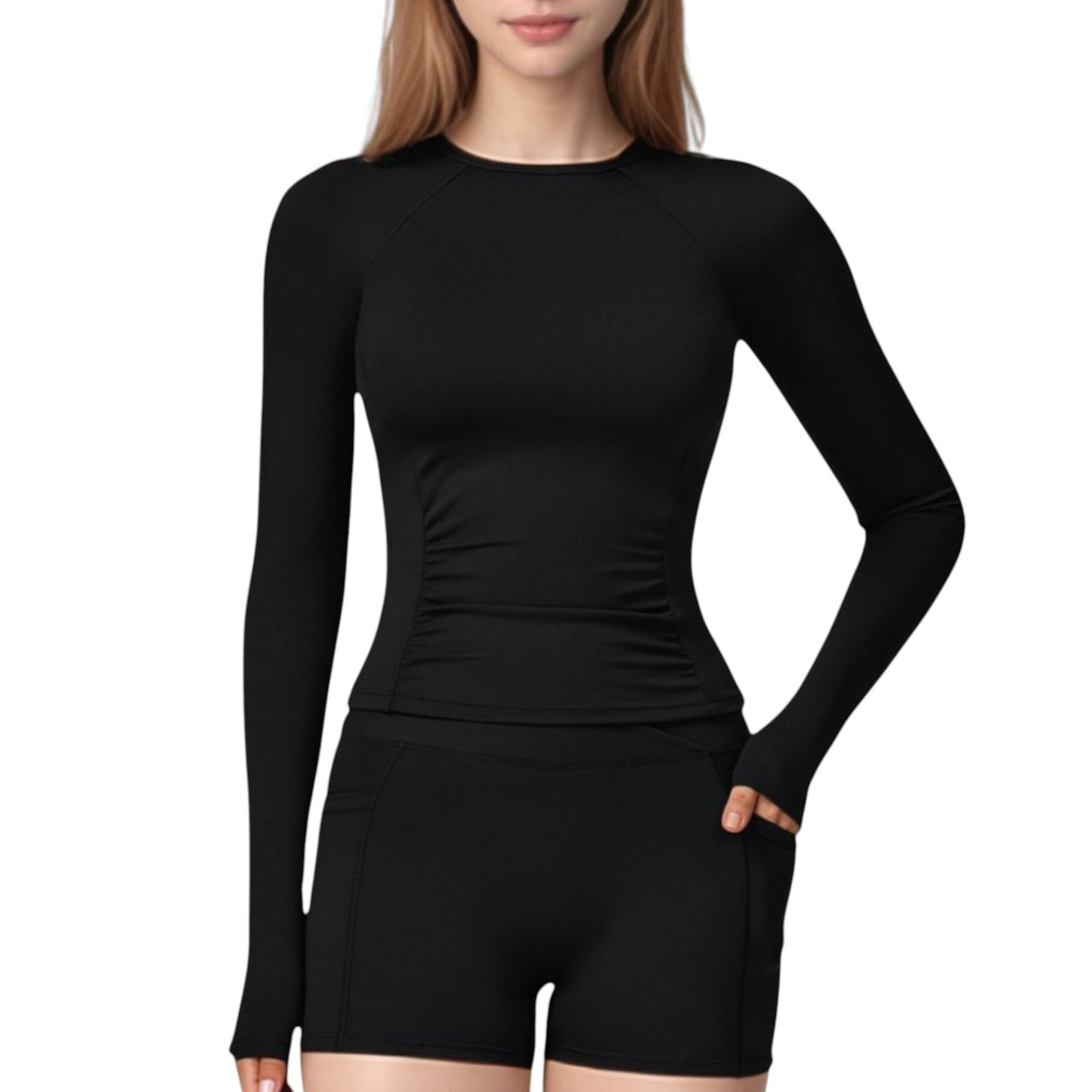 Anna-Kaci Active Women's Long Sleeve Crew Neck Activewear Top with Streamlined Fit and Lightweight Stretch Performance Fabric