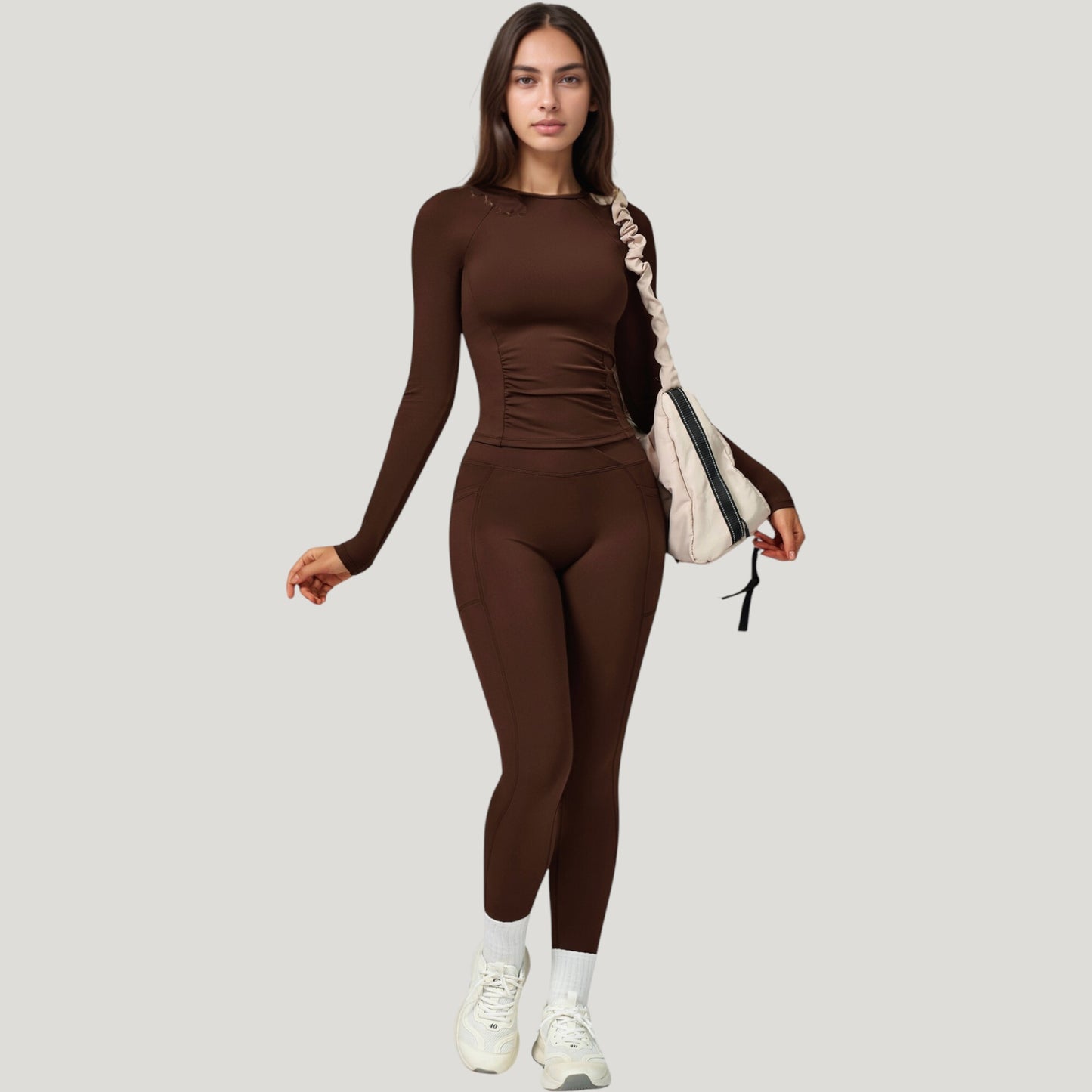 Anna-Kaci Active Women's Long Sleeve Crew Neck Activewear Top with Streamlined Fit and Lightweight Stretch Performance Fabric