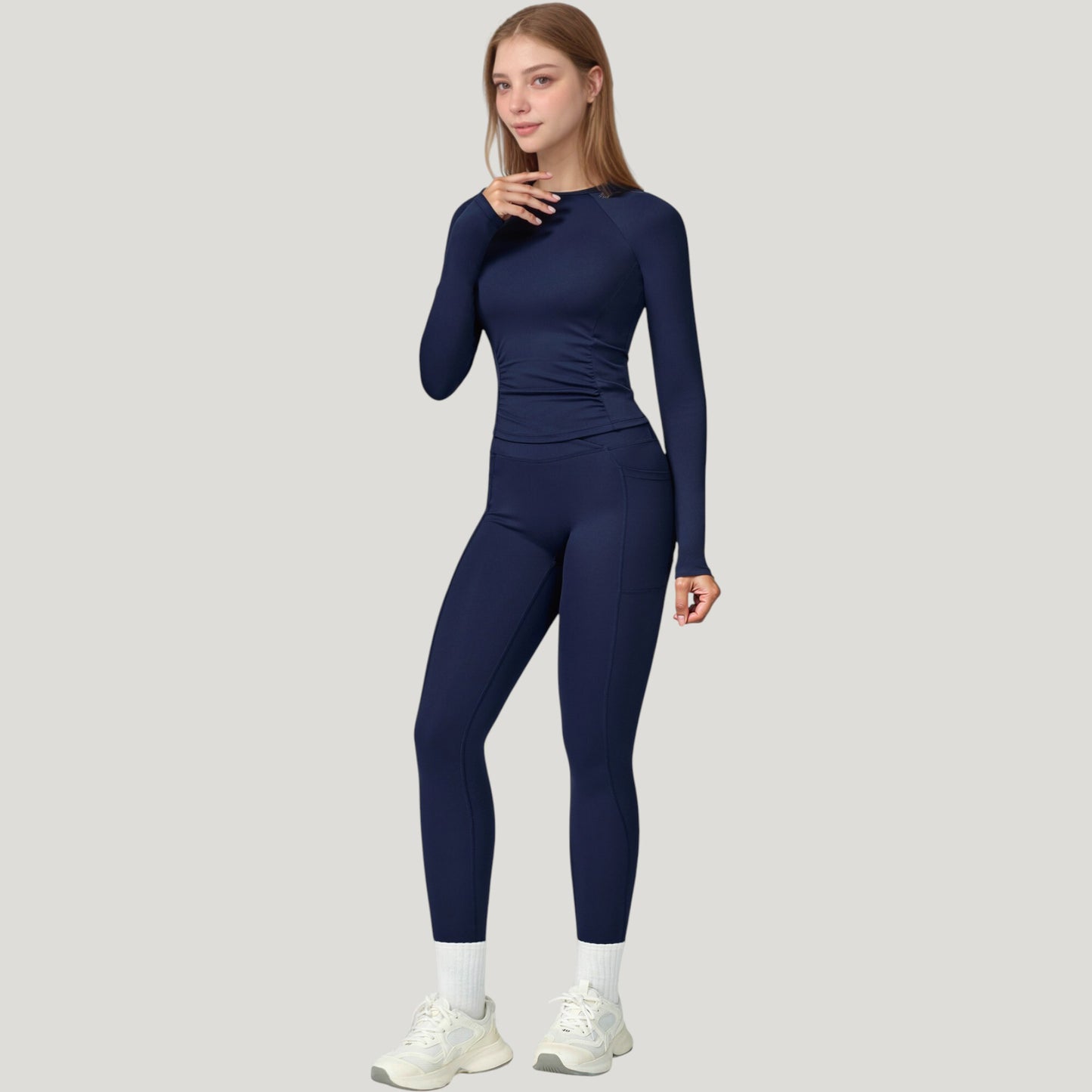 Anna-Kaci Active Women's Long Sleeve Crew Neck Activewear Top with Streamlined Fit and Lightweight Stretch Performance Fabric