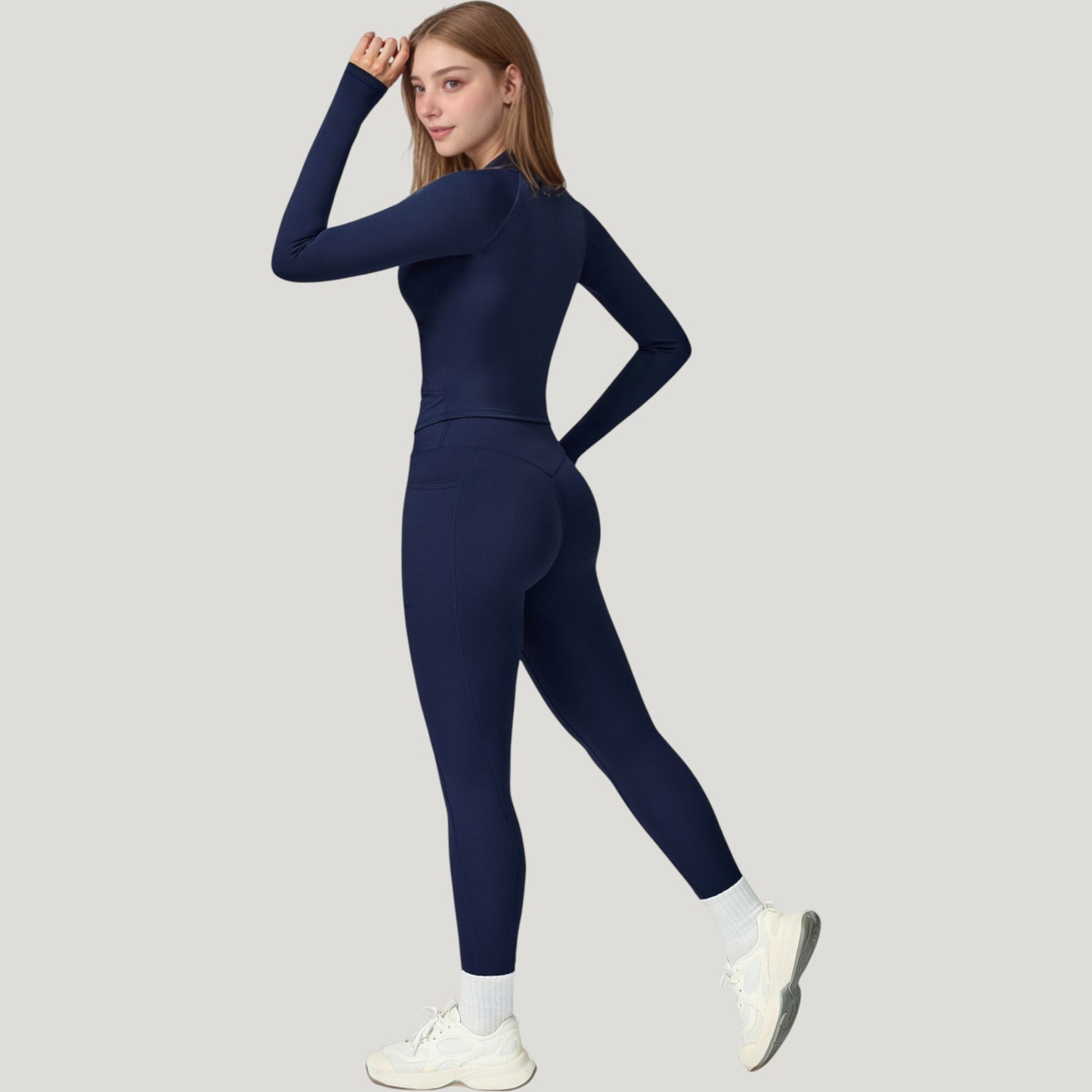 Anna-Kaci Active Women's Long Sleeve Crew Neck Activewear Top with Streamlined Fit and Lightweight Stretch Performance Fabric