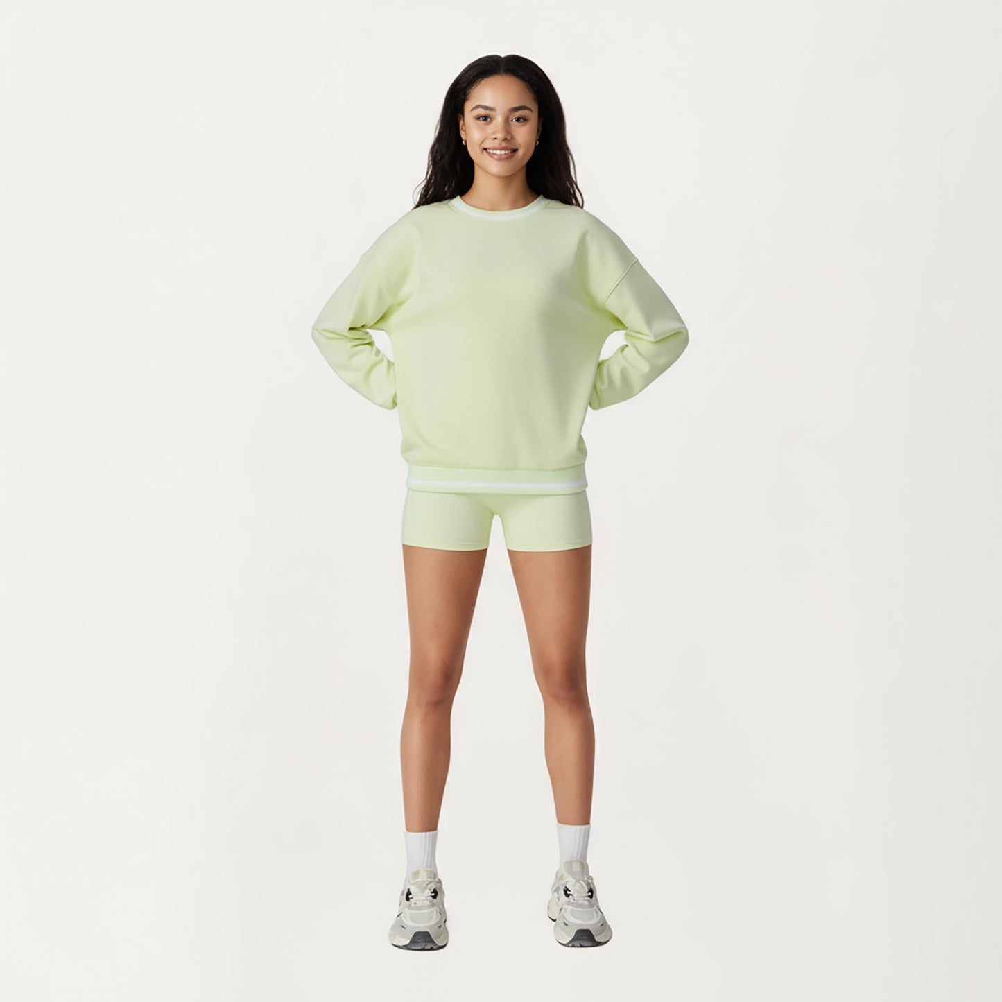 Anna-Kaci Active Women's Long Sleeve Crew Neck Pullover Sweatshirt with Contrast Trim Ribbed Hem and Relaxed Fit