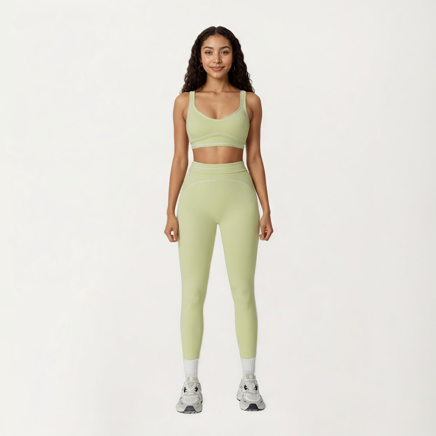 Anna-Kaci Active Women's Sports Bra with Scoop Neck, Wide Straps, and Contrast Stitch Detailing for Medium Support