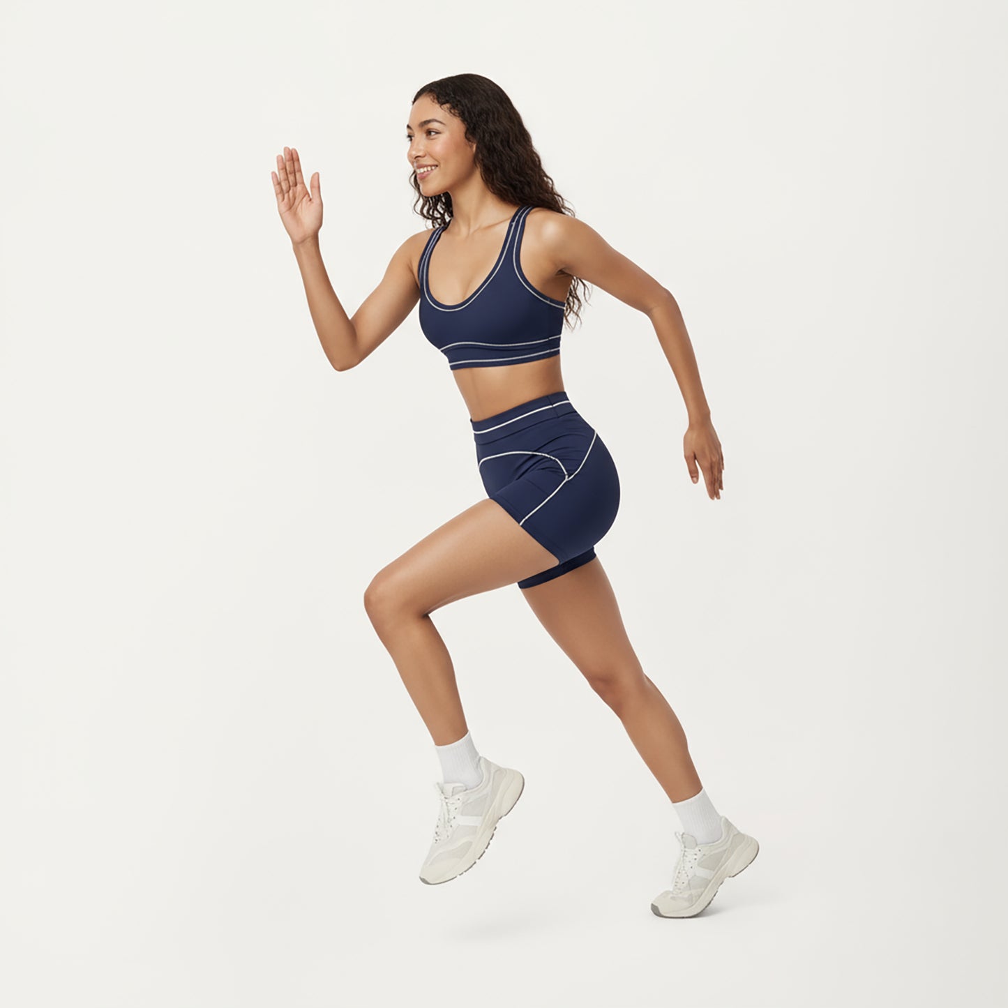 Anna-Kaci Active Women's Sports Bra with Scoop Neck, Wide Straps, and Contrast Stitch Detailing for Medium Support