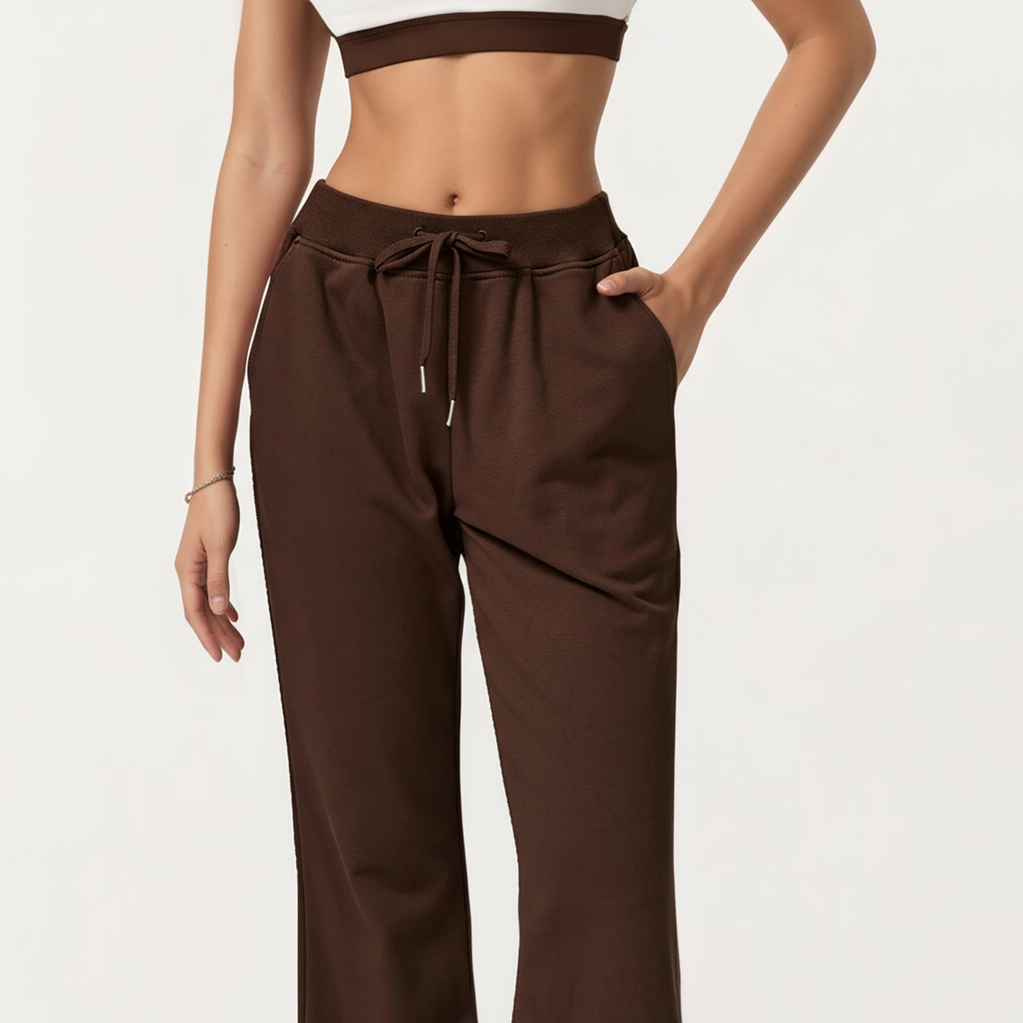Anna-Kaci Active Women's Wide Leg High Waist Drawstring Pants with Relaxed Fit and Soft Stretch Fabric