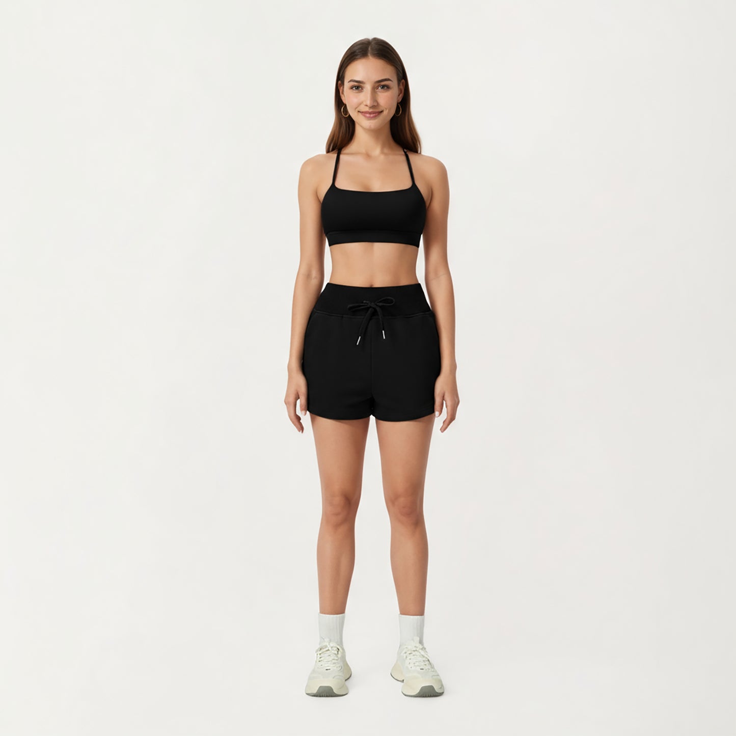 Anna-Kaci Active Women's High Waist Drawstring Athletic Shorts with Soft Stretch Fabric and Side Pockets