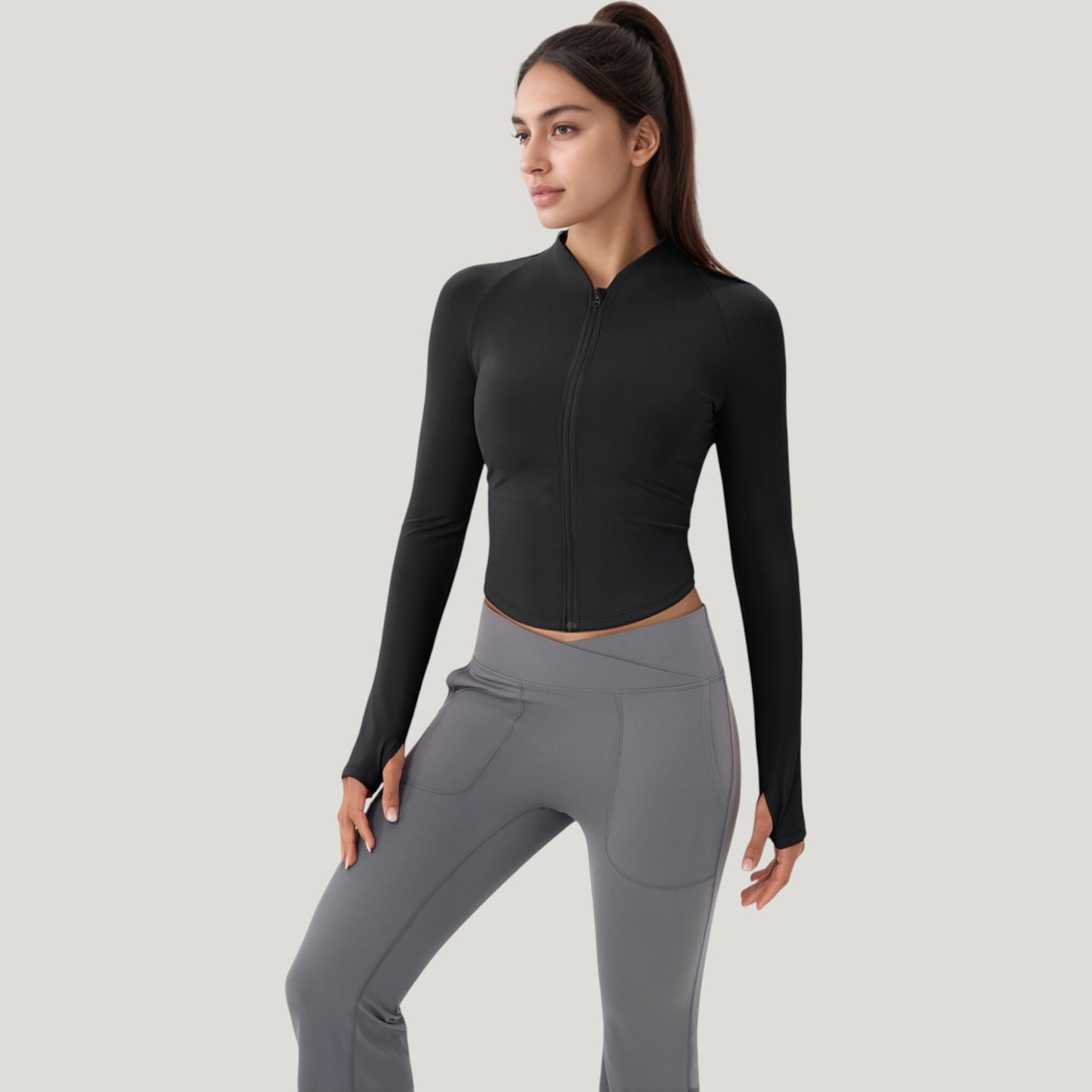 Anna-Kaci Active Women's Long Sleeve Zip Front Activewear Jacket with Streamlined Fit and Lightweight Performance Fabric