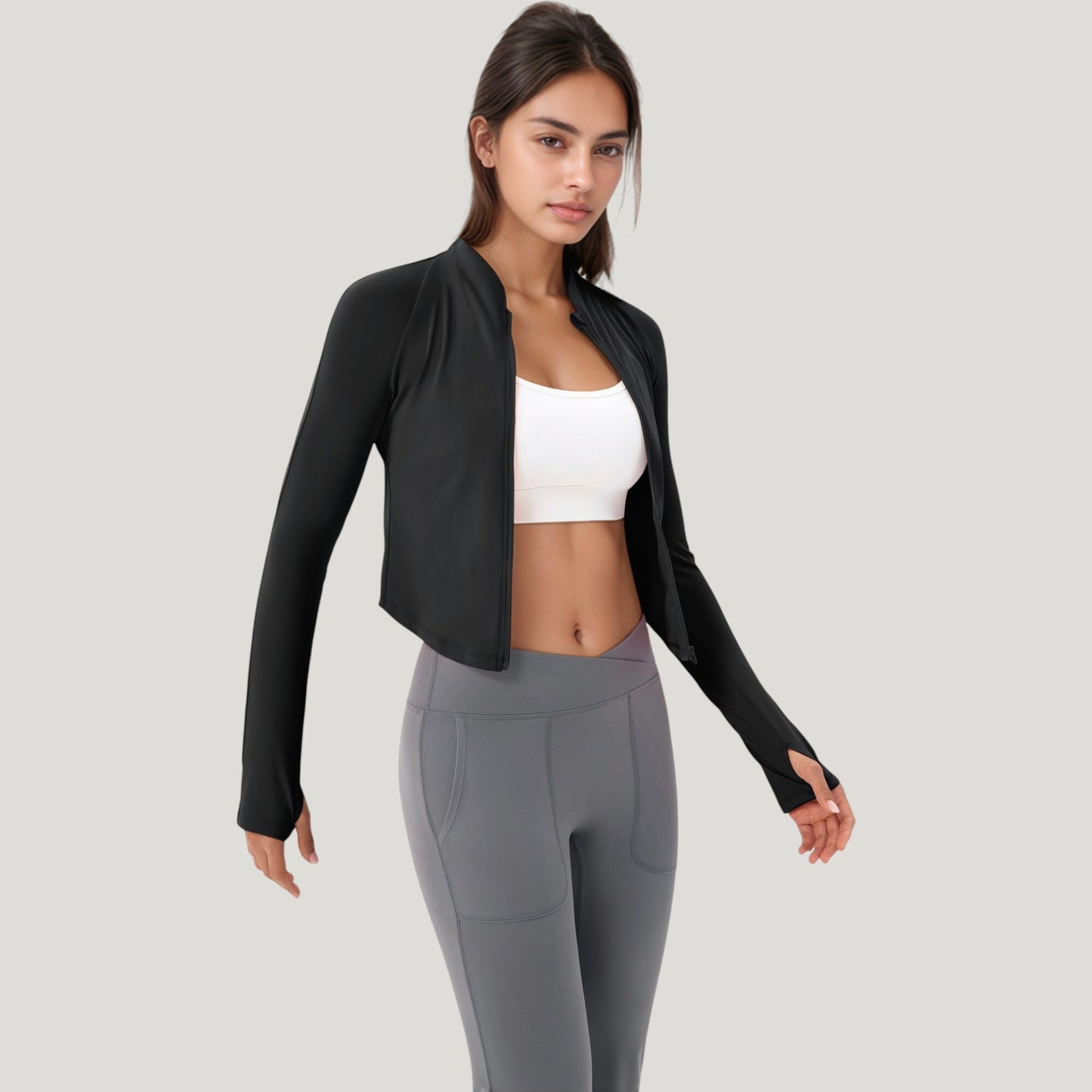 Anna-Kaci Active Women's Long Sleeve Zip Front Activewear Jacket with Streamlined Fit and Lightweight Performance Fabric
