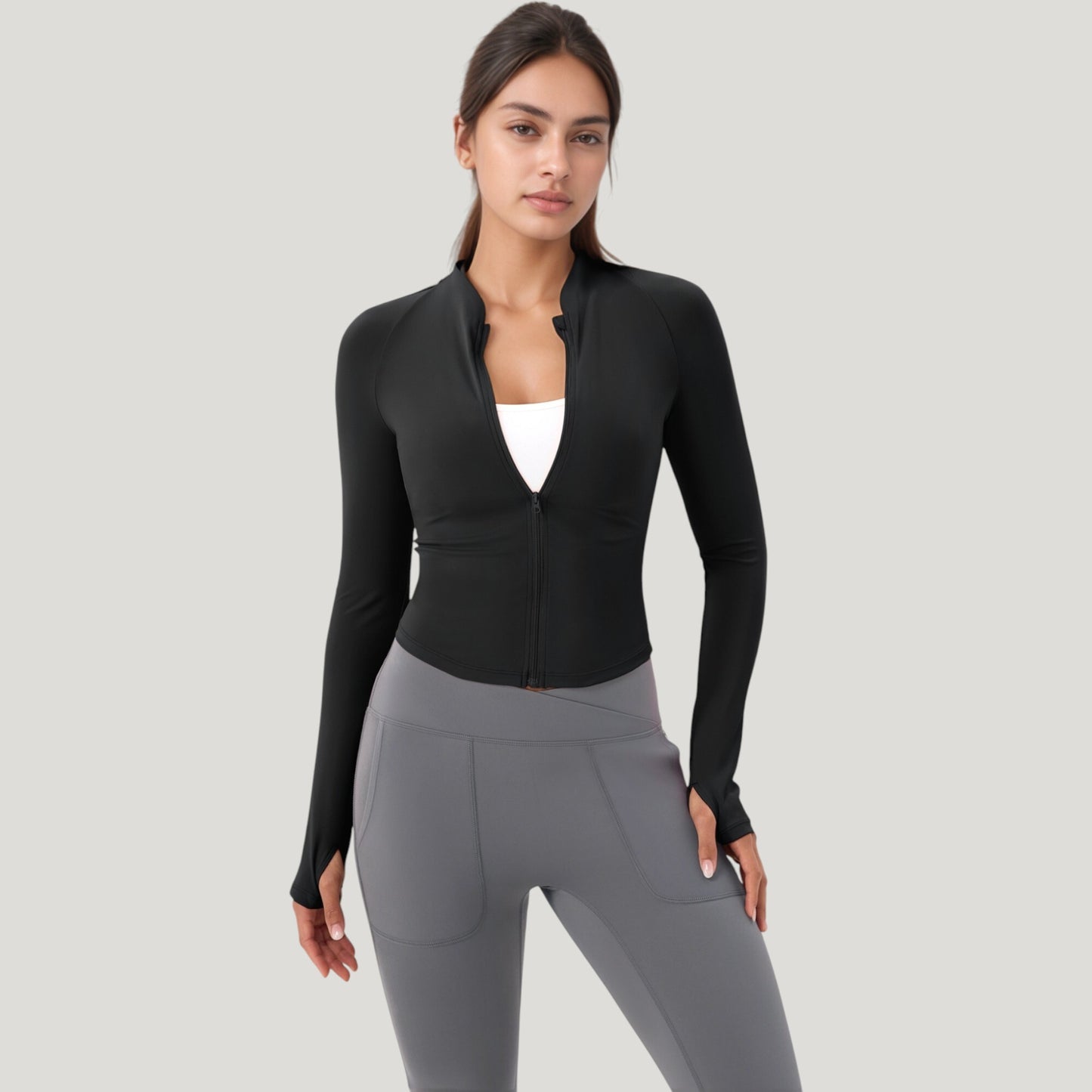 Anna-Kaci Active Women's Long Sleeve Zip Front Activewear Jacket with Streamlined Fit and Lightweight Performance Fabric