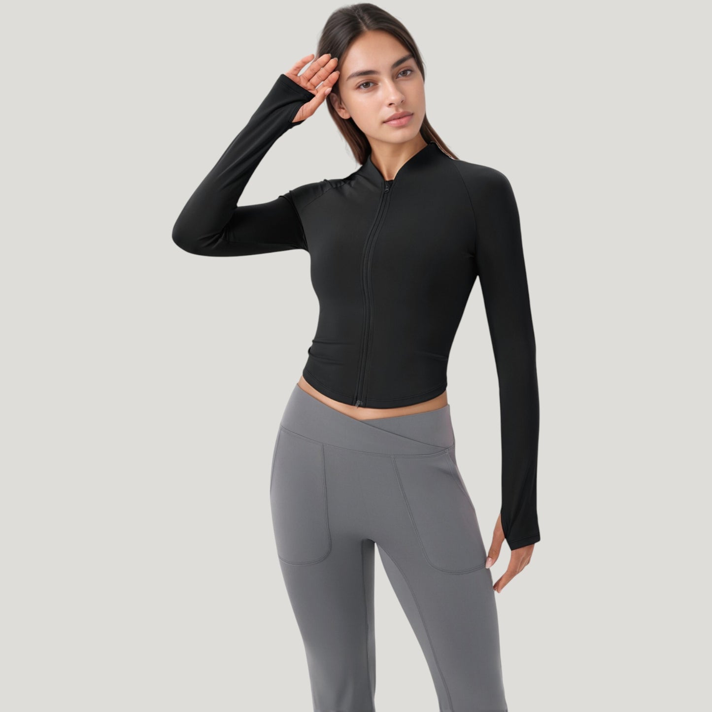 Anna-Kaci Active Women's Long Sleeve Zip Front Activewear Jacket with Streamlined Fit and Lightweight Performance Fabric
