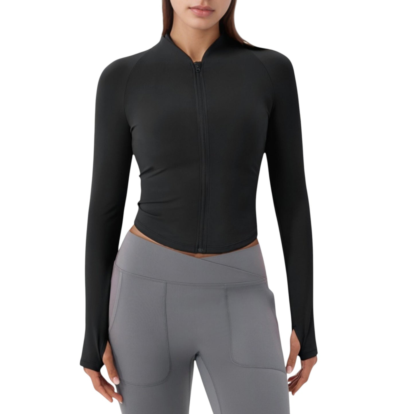 Anna-Kaci Active Women's Long Sleeve Zip Front Activewear Jacket with Streamlined Fit and Lightweight Performance Fabric