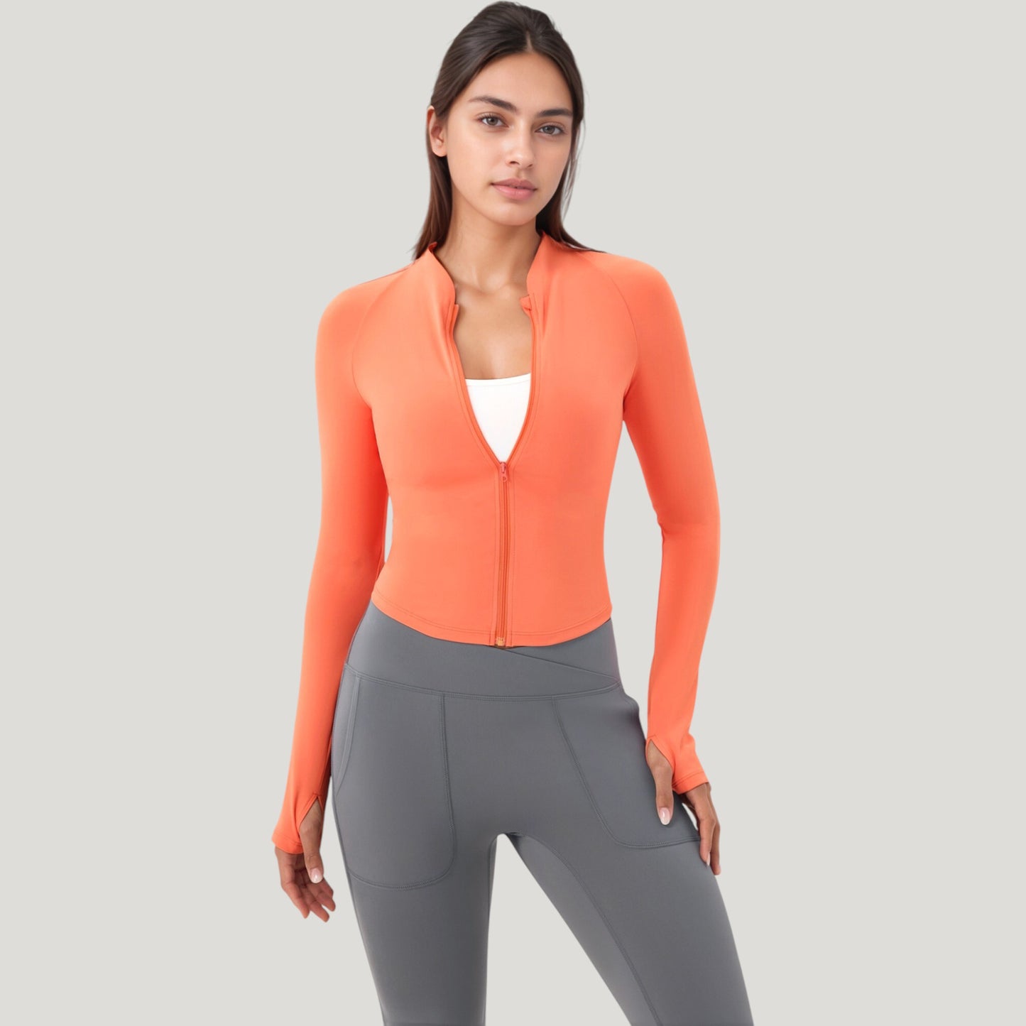 Anna-Kaci Active Women's Long Sleeve Zip Front Activewear Jacket with Streamlined Fit and Lightweight Performance Fabric