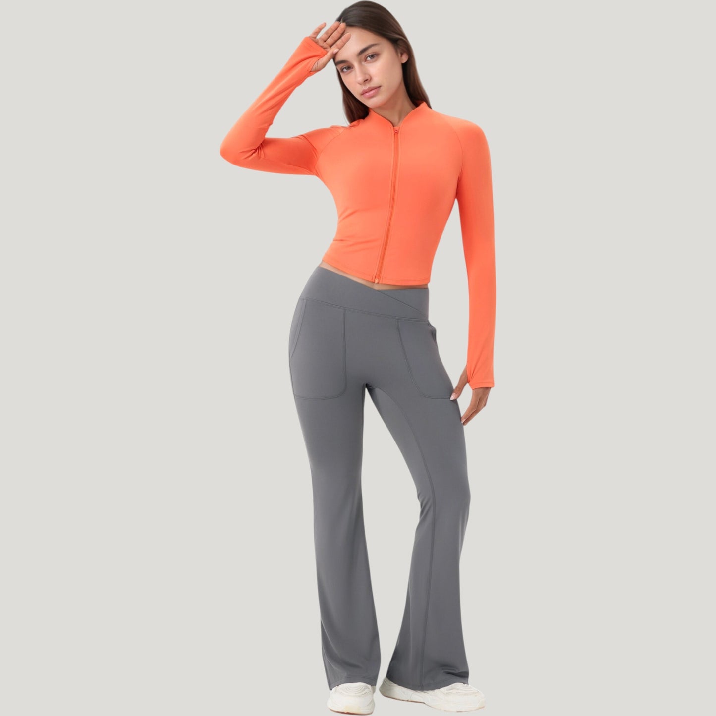 Anna-Kaci Active Women's Long Sleeve Zip Front Activewear Jacket with Streamlined Fit and Lightweight Performance Fabric