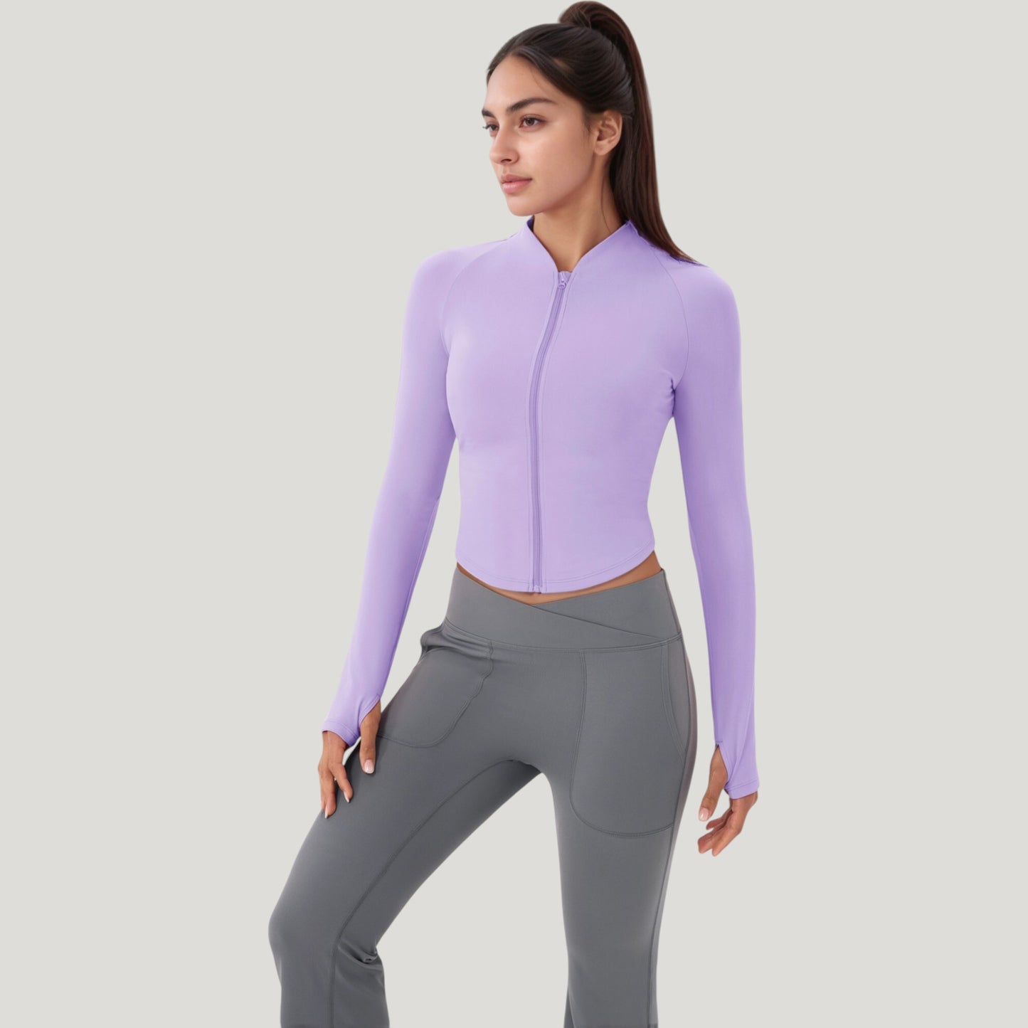 Anna-Kaci Active Women's Long Sleeve Zip Front Activewear Jacket with Streamlined Fit and Lightweight Performance Fabric