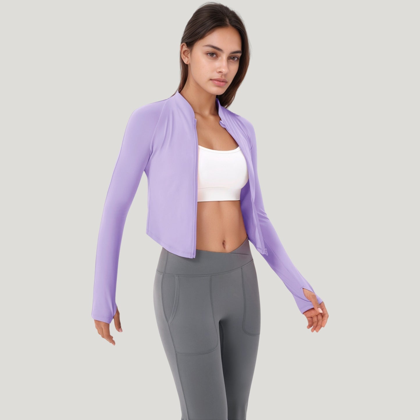 Anna-Kaci Active Women's Long Sleeve Zip Front Activewear Jacket with Streamlined Fit and Lightweight Performance Fabric